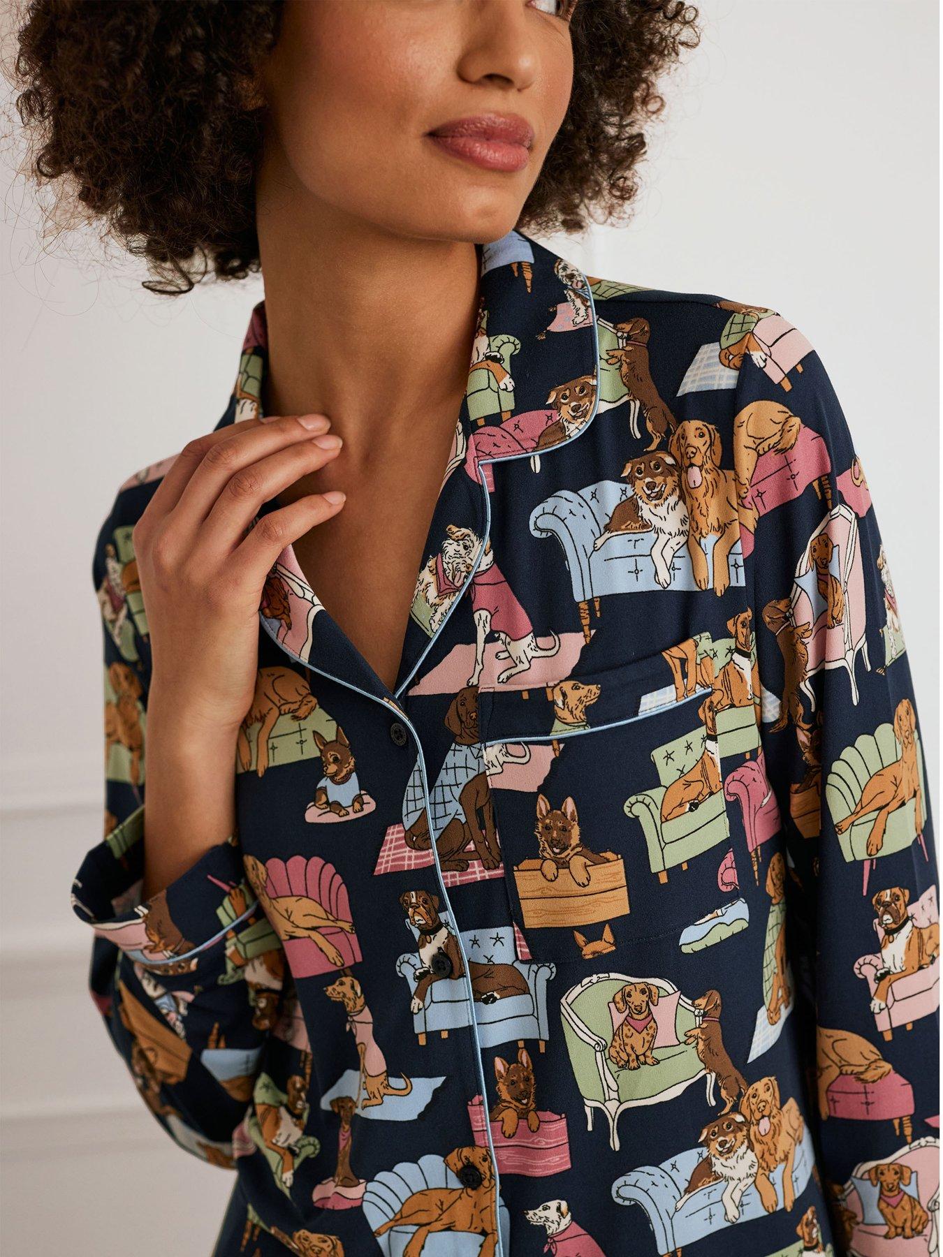 Image 5 of 5 of CHELSEA PEERS Dogs Night In Long Pyjama Set - Navy