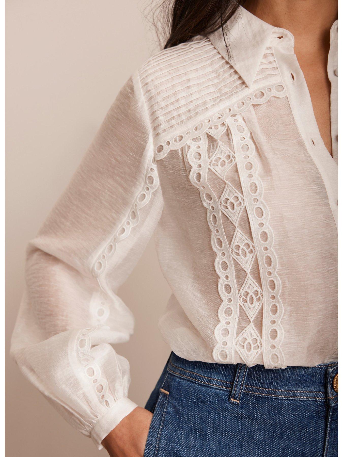  image of mint-velvet-trim-detail-shirt-white