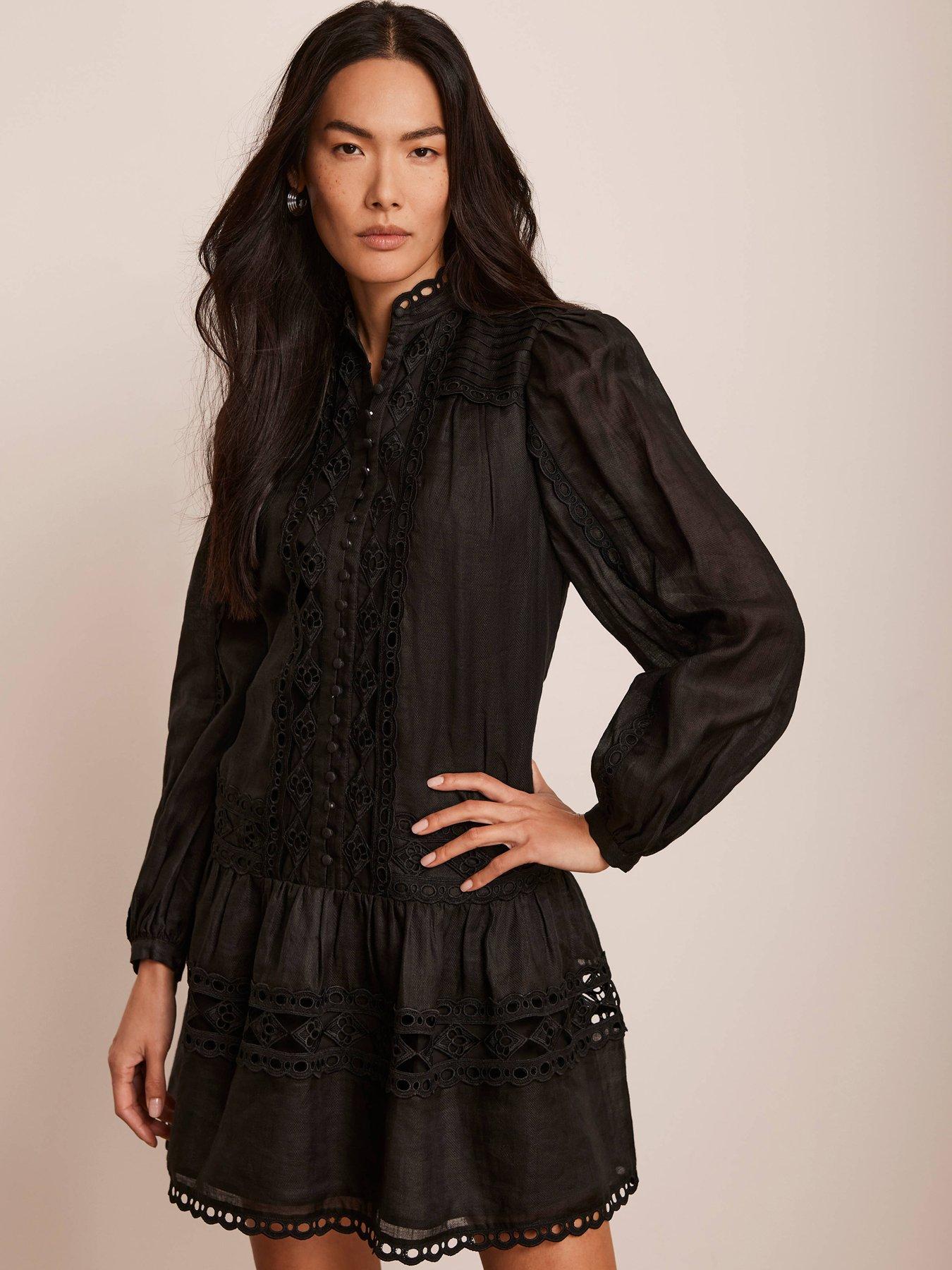 undefined Lace Detail Mini Dress - Black