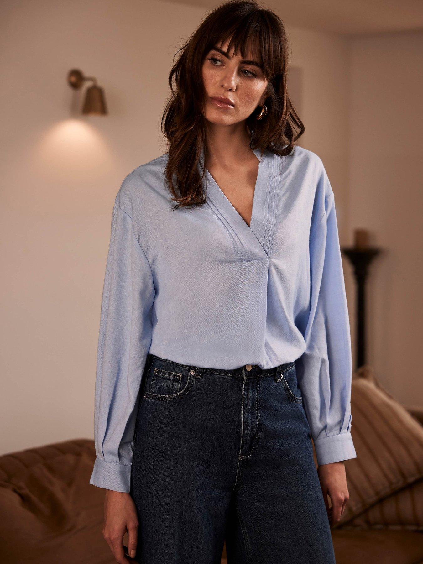 undefined Chambray Blouse - Blue