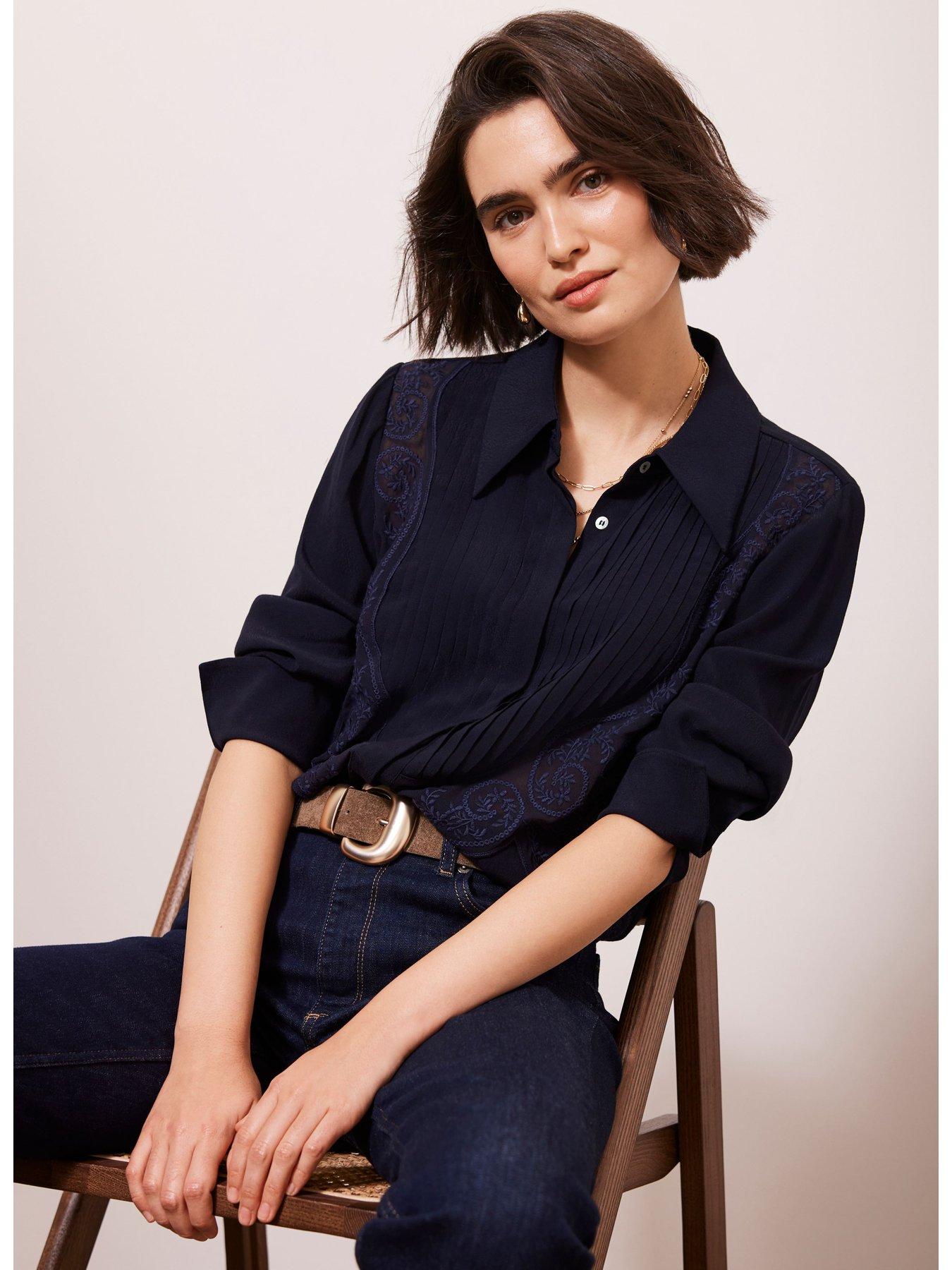 undefined Embroidered Shirt - Navy
