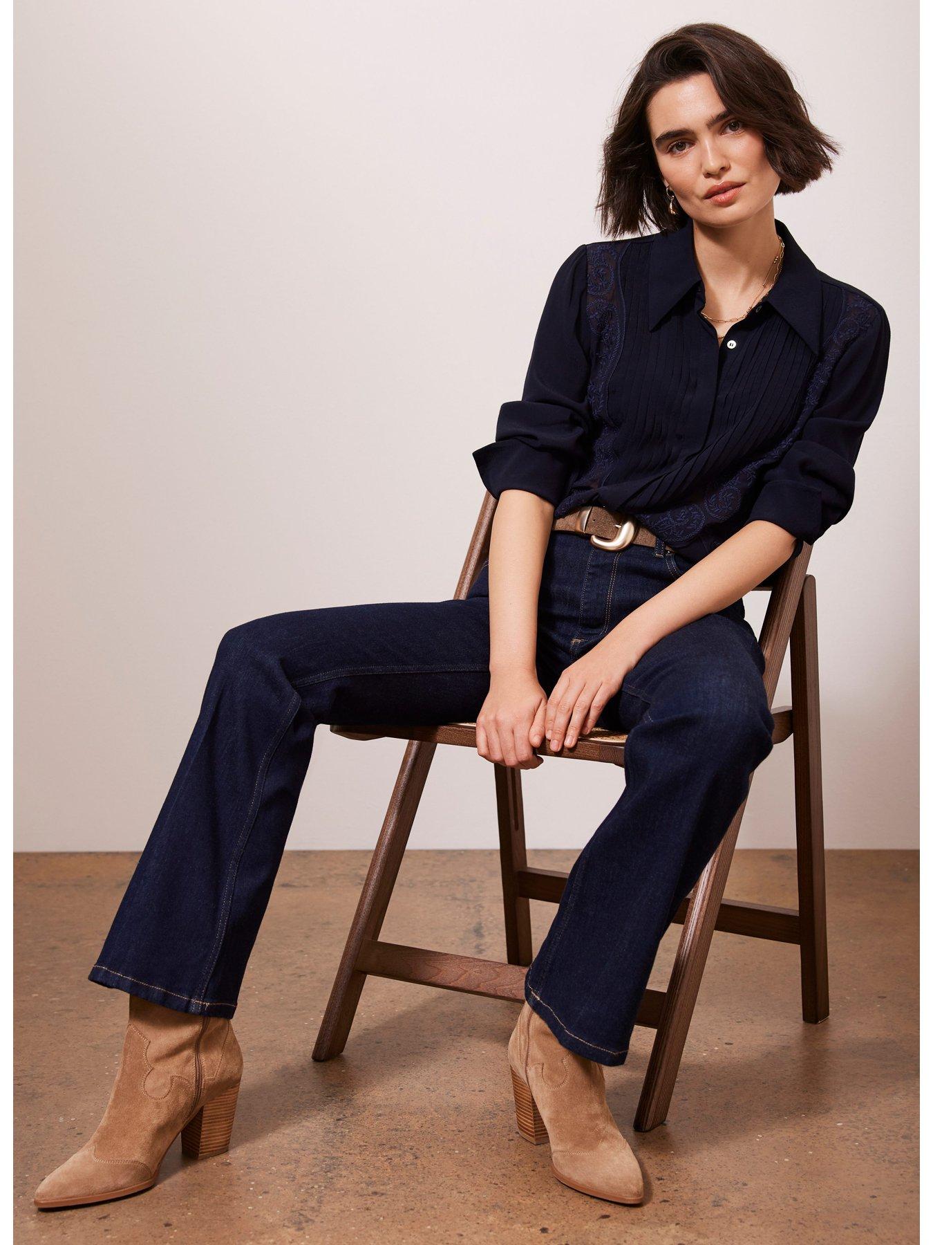  image of mint-velvet-embroidered-shirt-navy