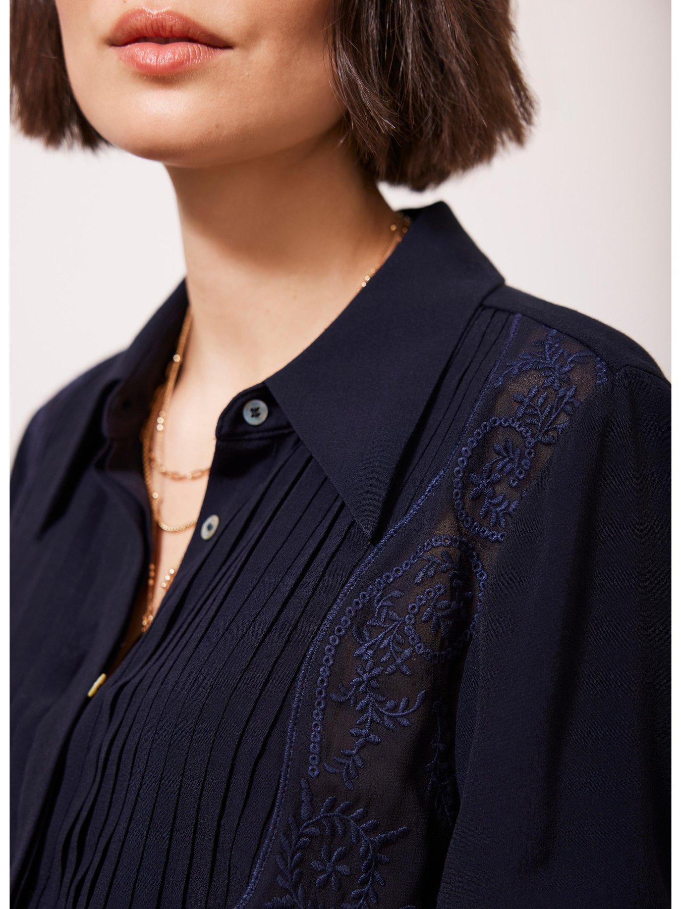  image of mint-velvet-embroidered-shirt-navy