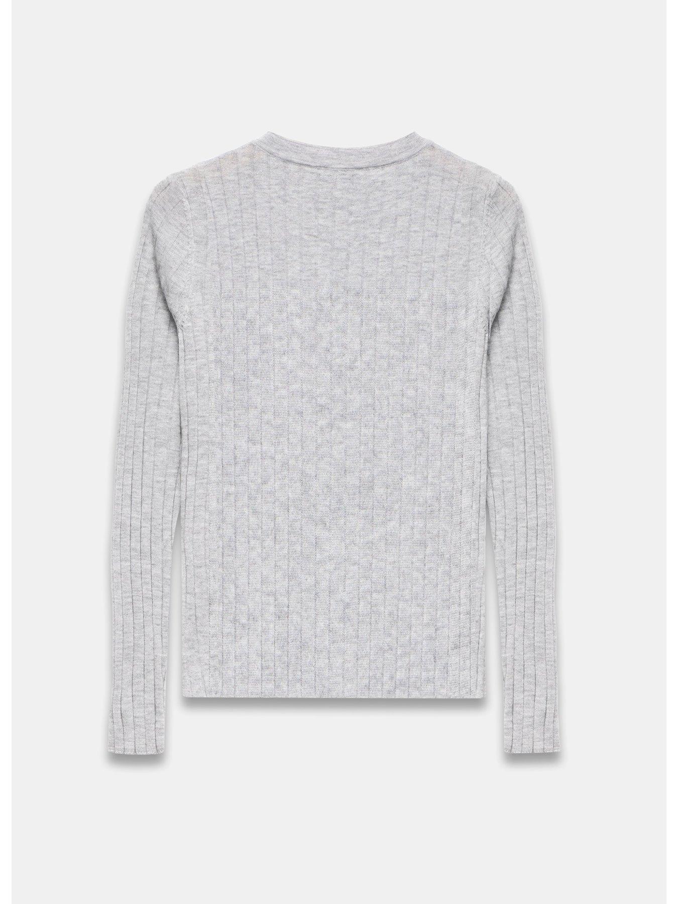  image of mint-velvet-rib-polo-knit-top-grey