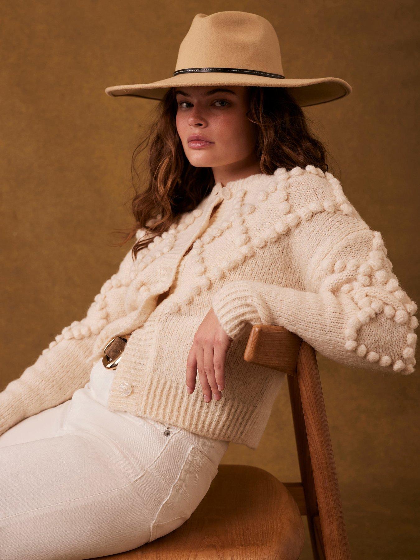  image of mint-velvet-cream-bobble-stitch-cardigan-beige