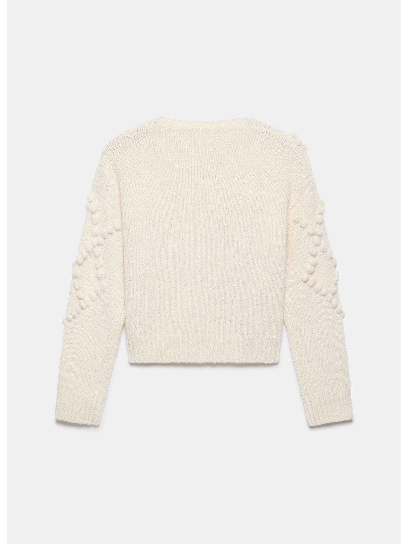  image of mint-velvet-cream-bobble-stitch-cardigan-beige