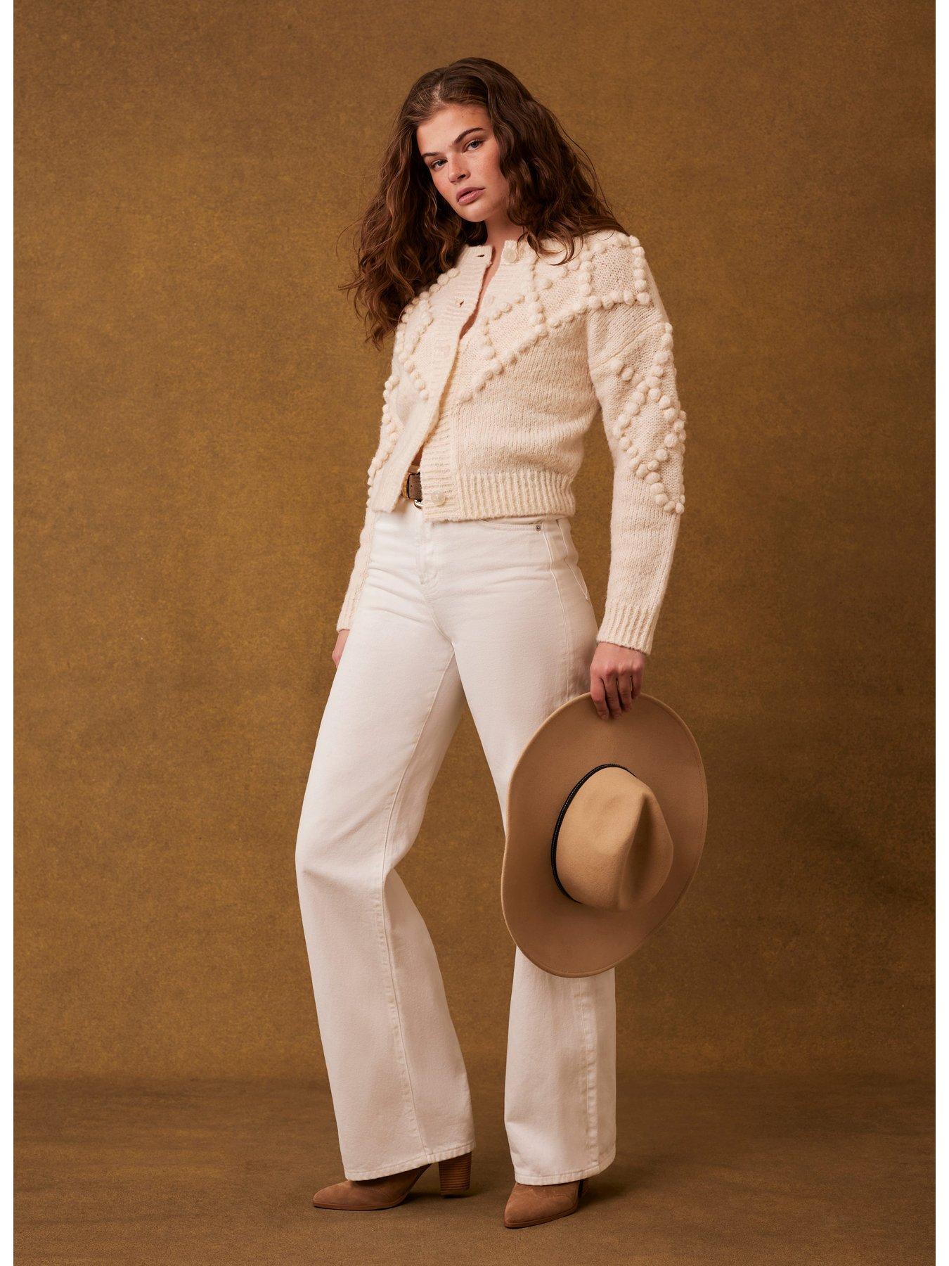  image of mint-velvet-cream-bobble-stitch-cardigan-beige