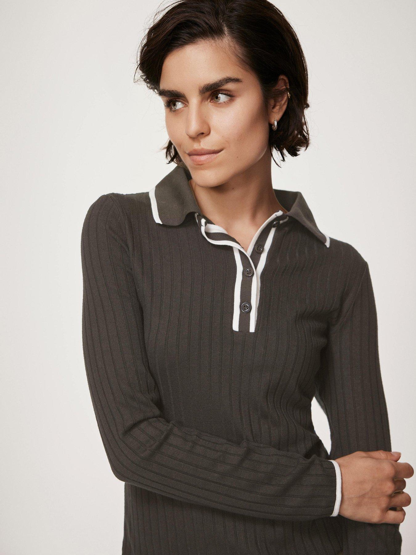 undefined Contrast Trim Polo Shirt - Khaki
