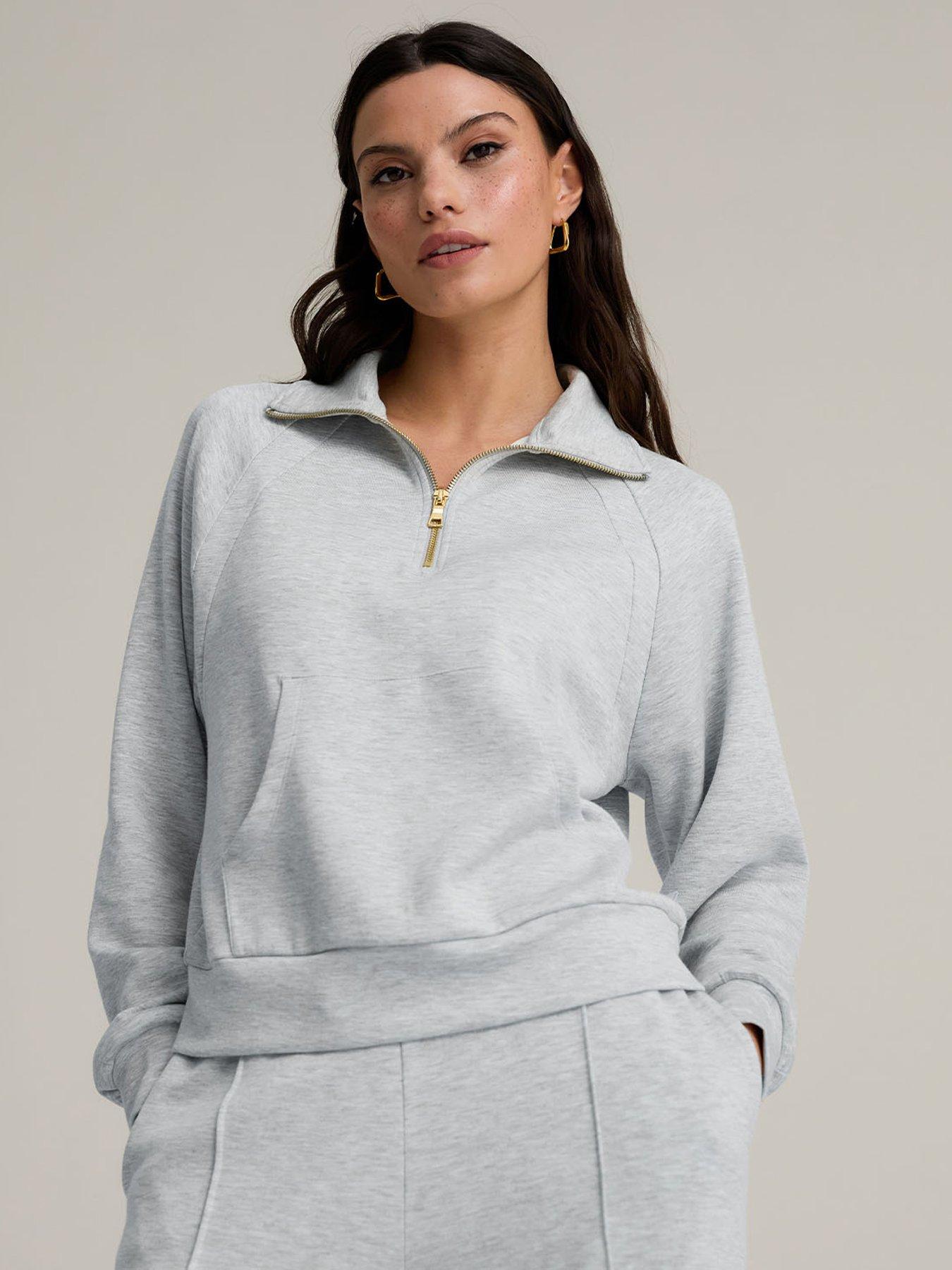  image of chelsea-peers-luxecomfort-scuba-half-zip-sweatshirt-grey-marl