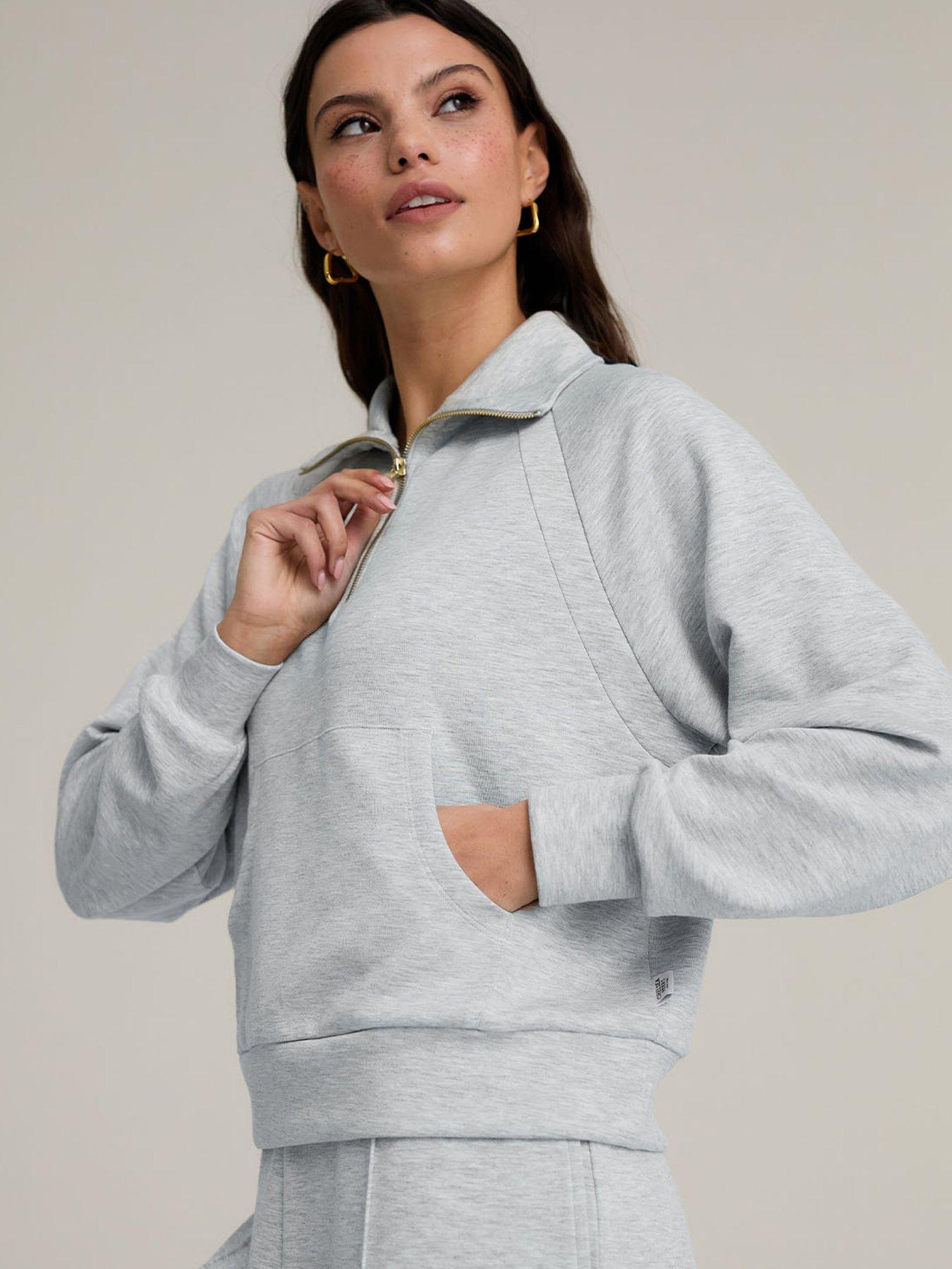  image of chelsea-peers-luxecomfort-scuba-half-zip-sweatshirt-grey-marl