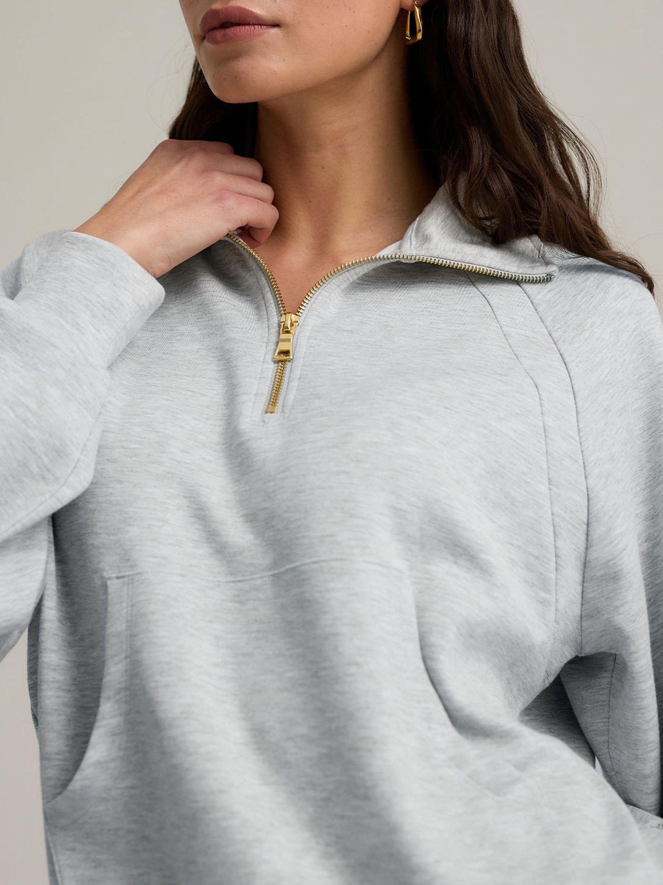  image of chelsea-peers-luxecomfort-scuba-half-zip-sweatshirt-grey-marl