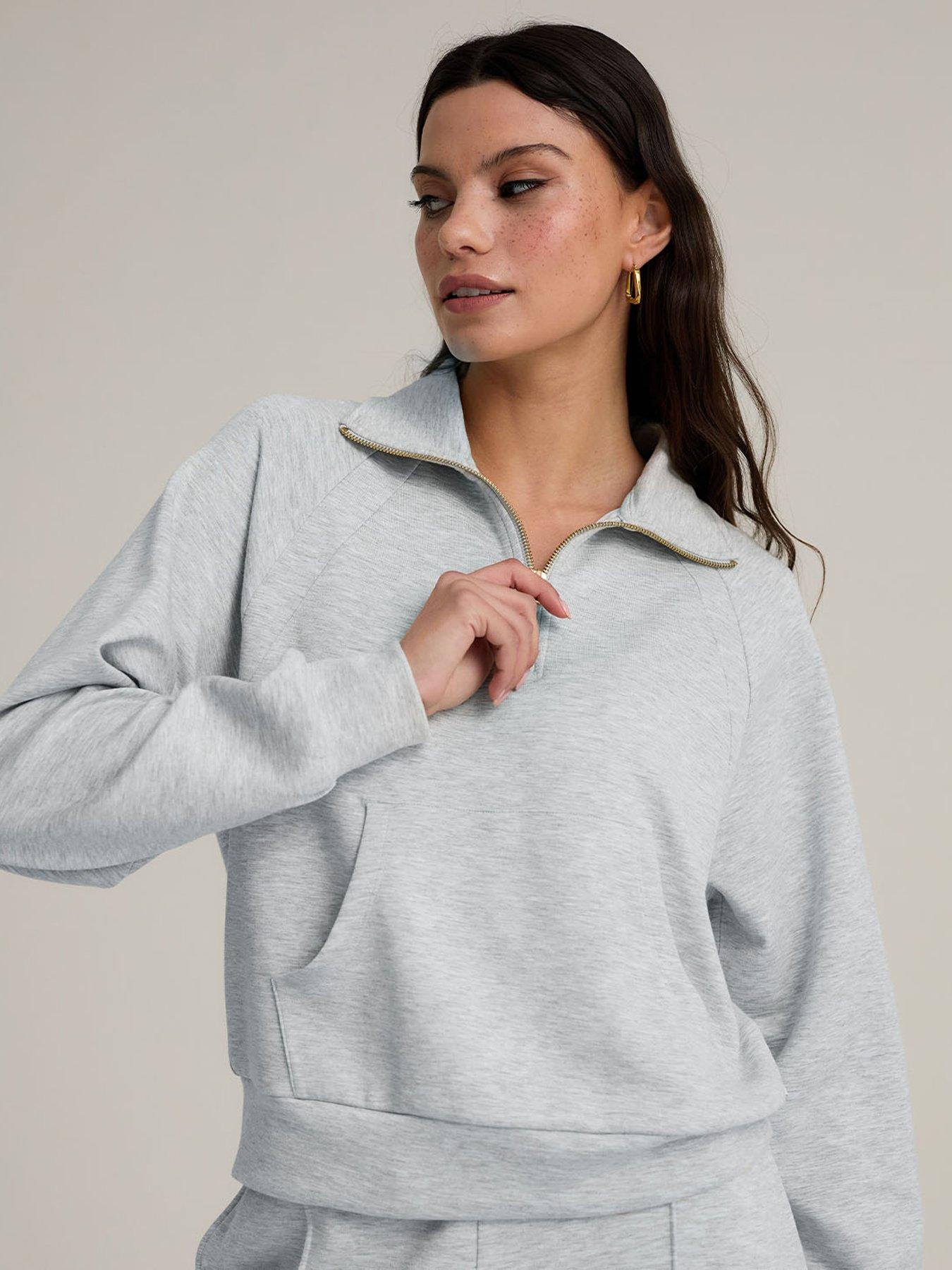  image of chelsea-peers-luxecomfort-scuba-half-zip-sweatshirt-grey-marl