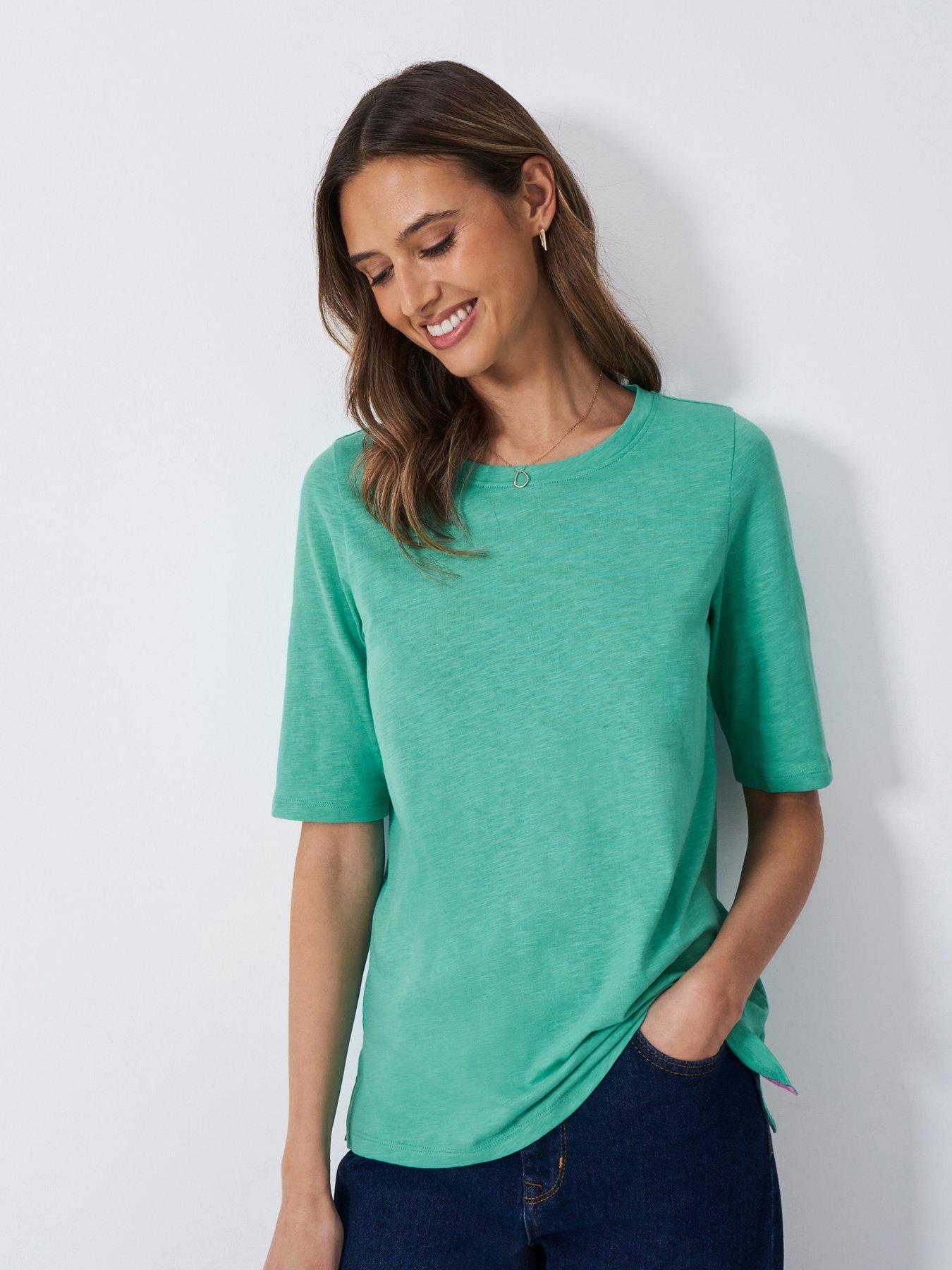 undefined Half Sleeve Slub T-Shirt - Green