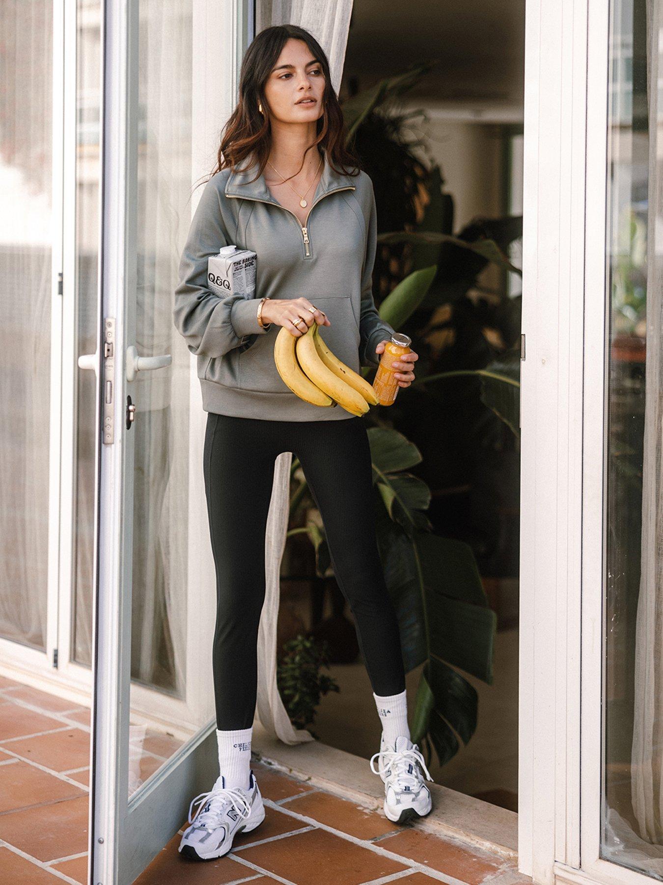 undefined Ribbed Leggings - Plain Black