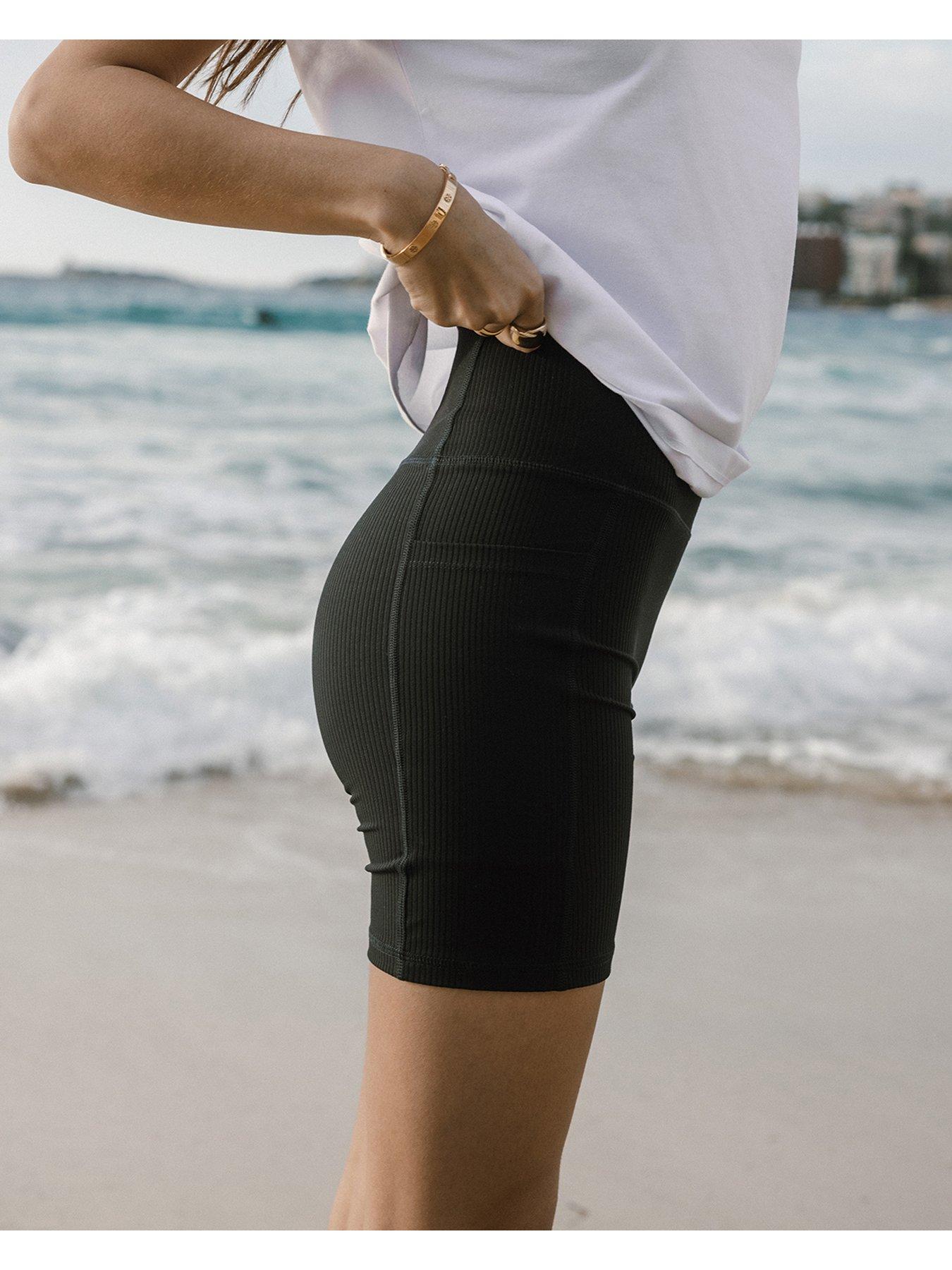 Image 2 of 5 of CHELSEA PEERS Ribbed Bike Shorts - Black