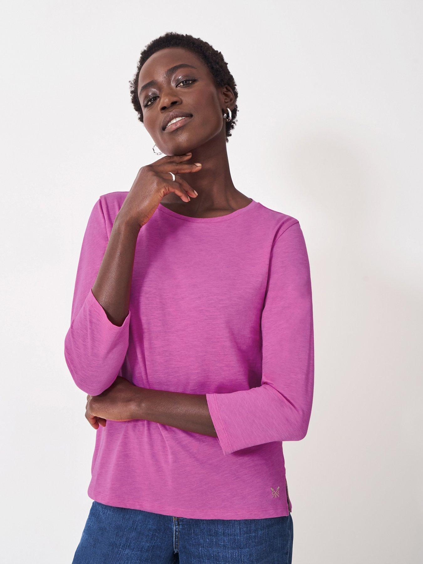 undefined Perfect Slub 3/4 Sleeve T-Shirt - Pink