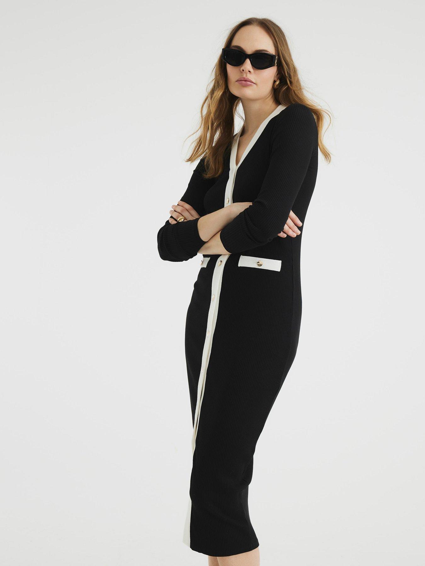 undefined Tipped Rib Dress - Black