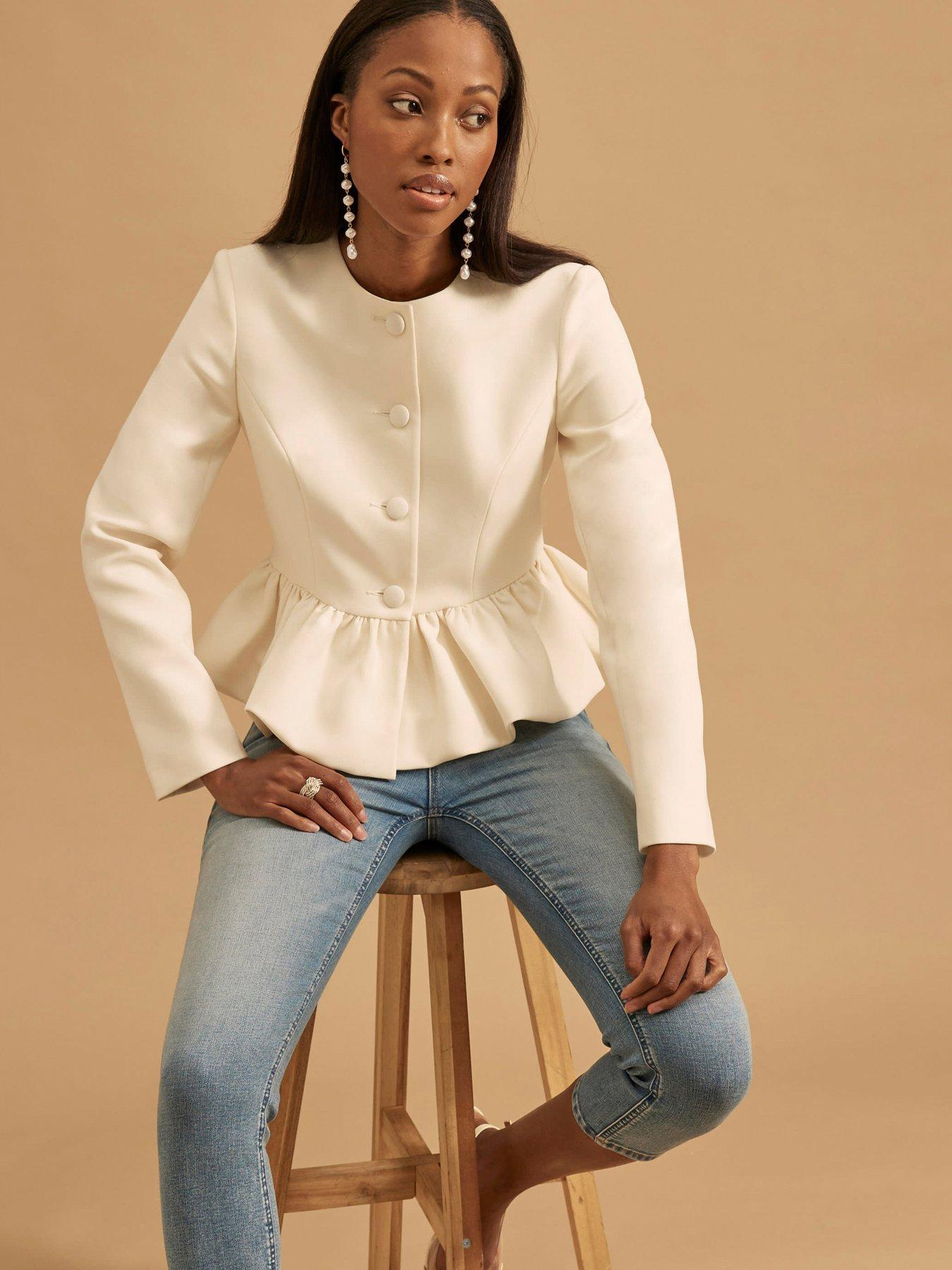  image of river-island-peplum-button-front-jacket-white