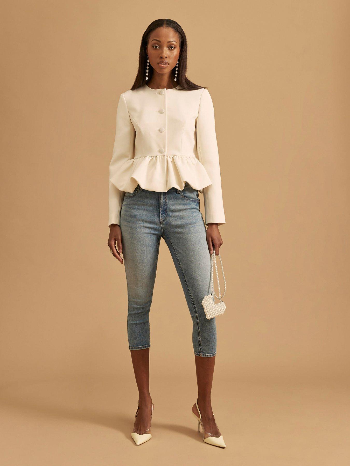  image of river-island-peplum-button-front-jacket-white
