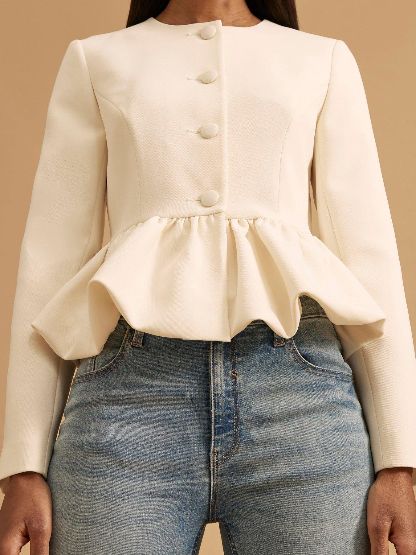  image of river-island-peplum-button-front-jacket-white
