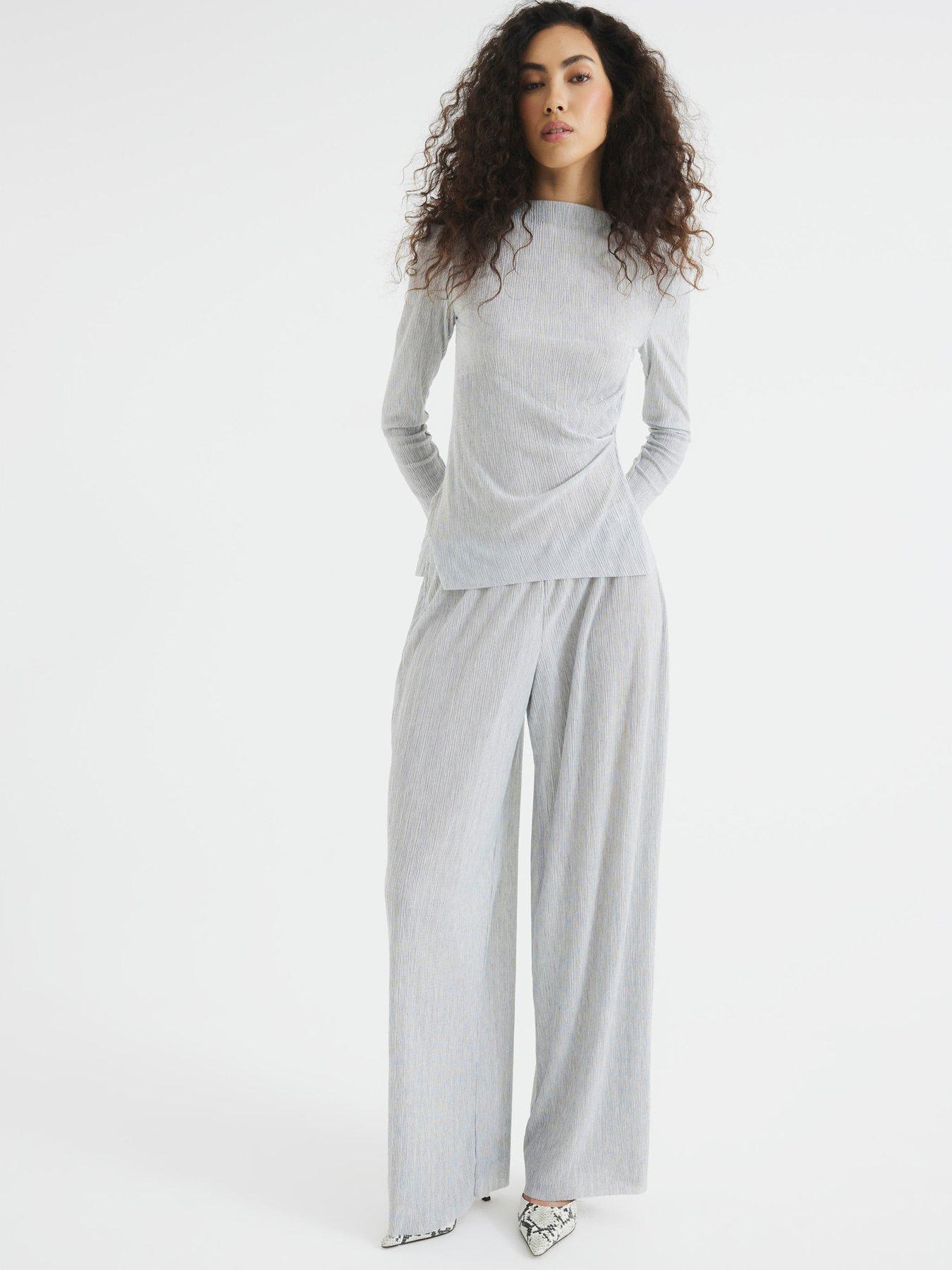 undefined Wide Leg Trouser - Light Grey