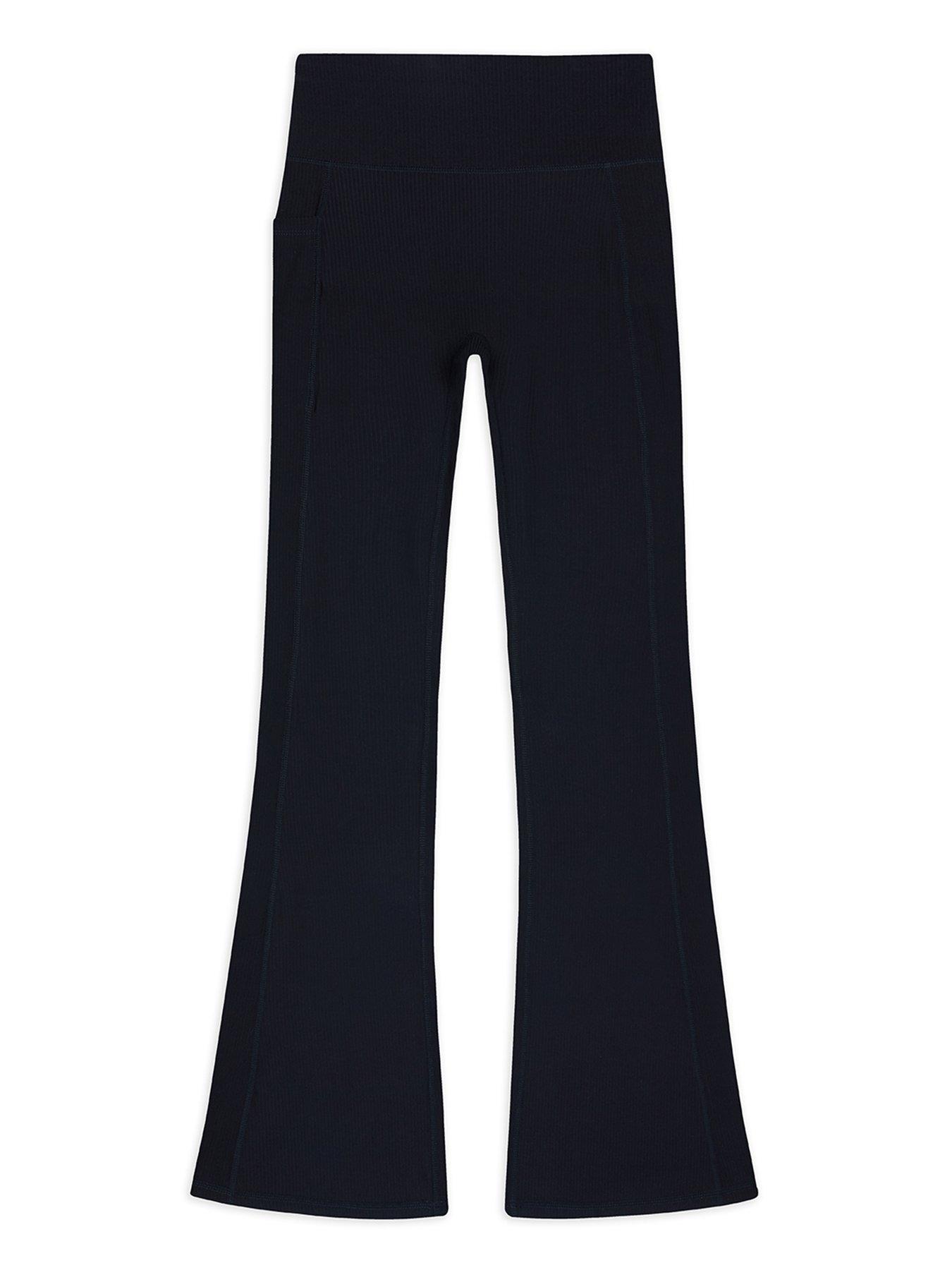 undefined Ribbed Flared Leggings - Plain Black