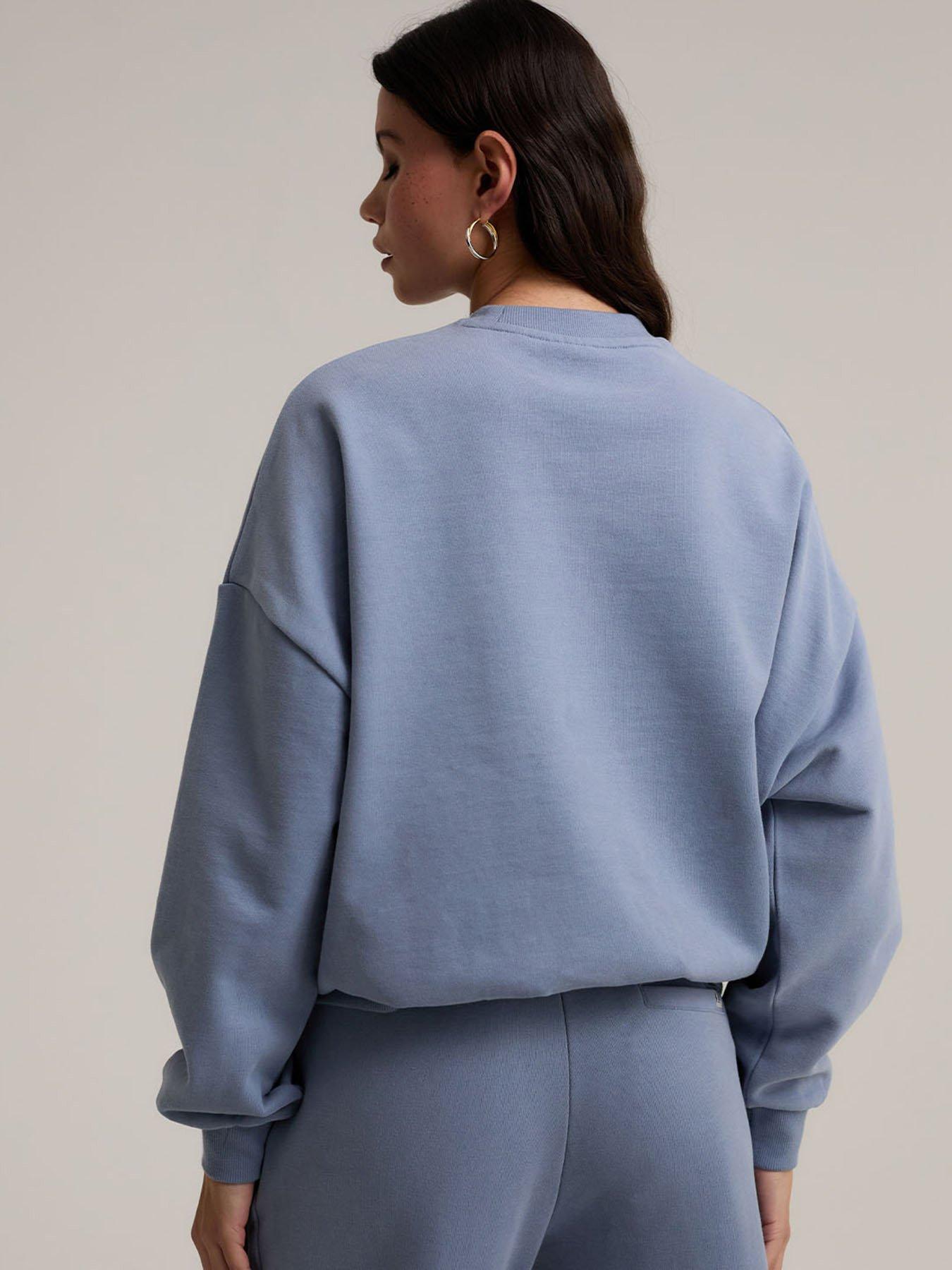 Image 2 of 5 of CHELSEA PEERS Branded Crew Neck Sweatshirt - Plain - Blue