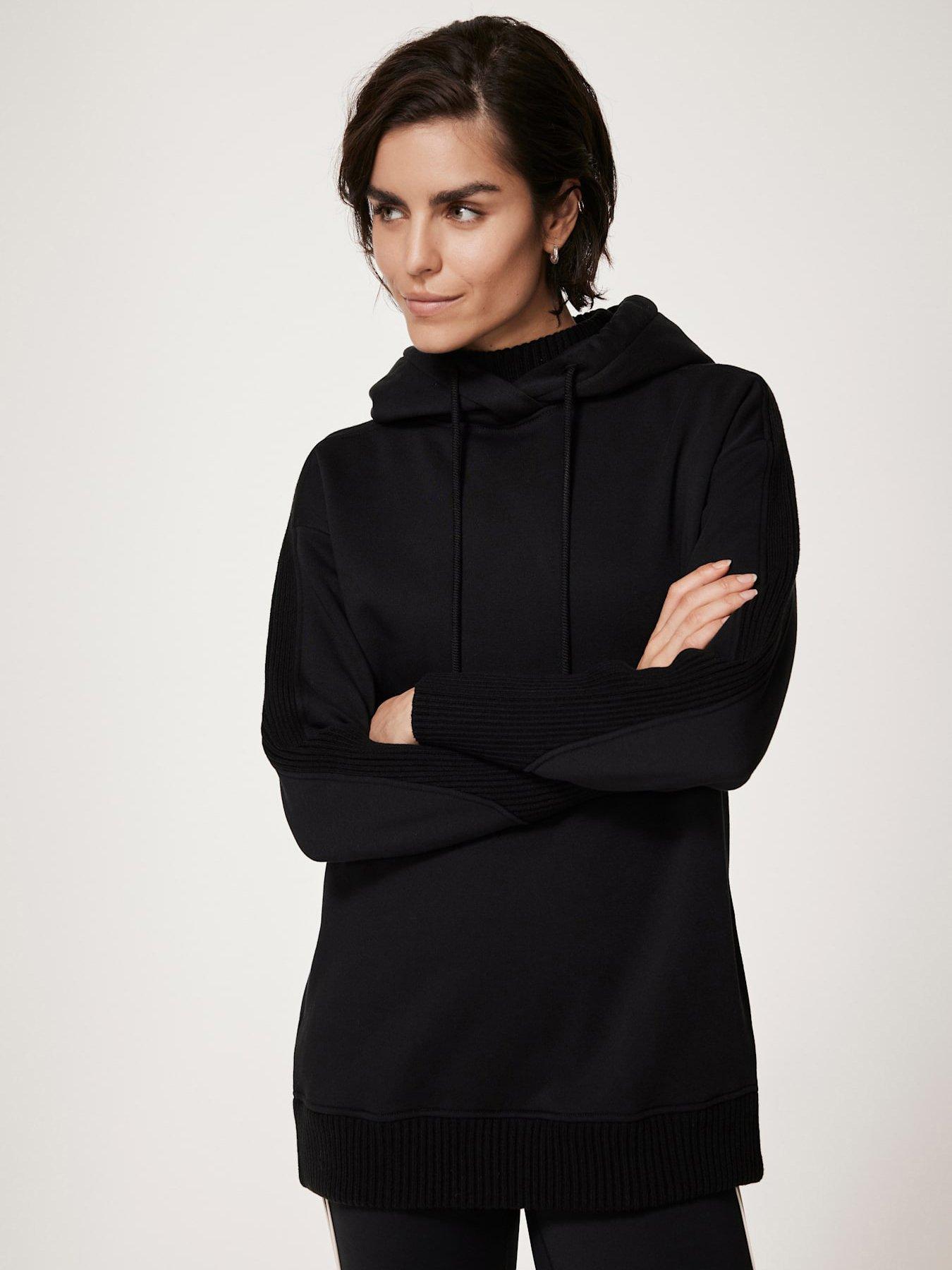 undefined Knit Cotton Blend Hoodie - Black