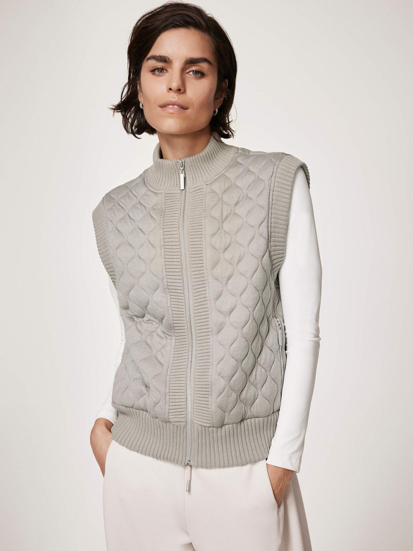 undefined Khaki Quilted Cotton Blend Gilet - Green