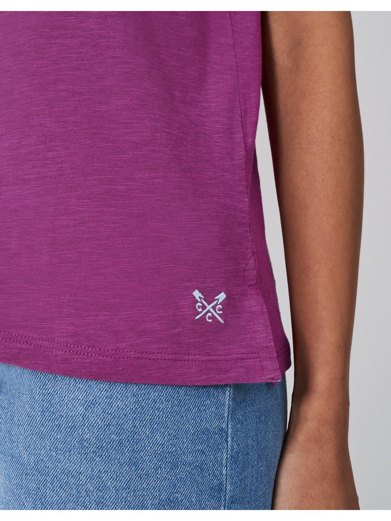  image of crew-clothing-slub-v-neck-t-shirt-purple