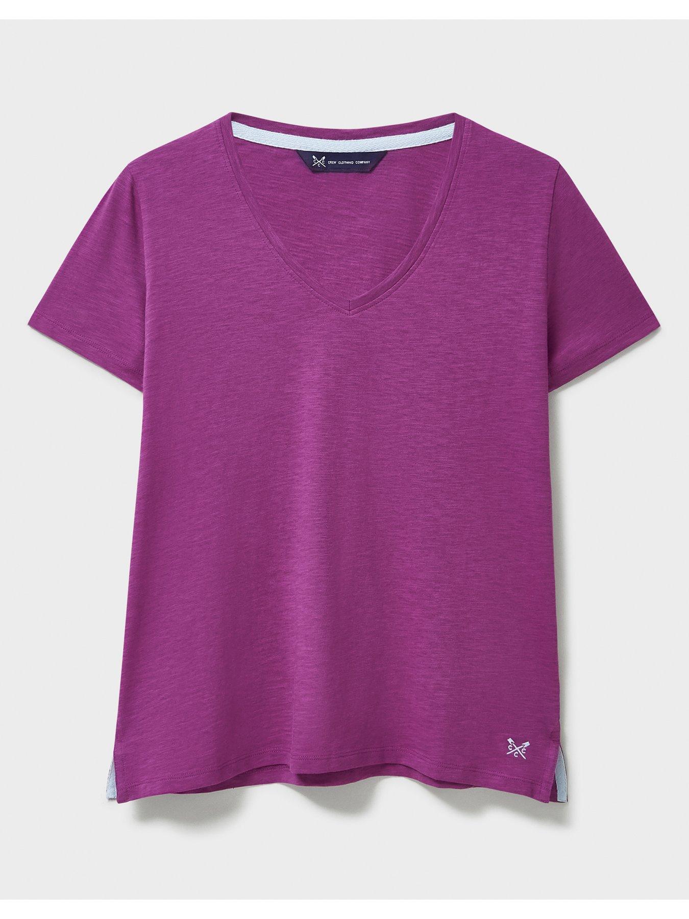  image of crew-clothing-slub-v-neck-t-shirt-purple