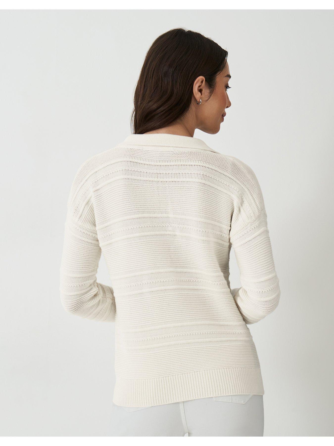 stillFront image of crew-clothing-tali-collared-jumper-white