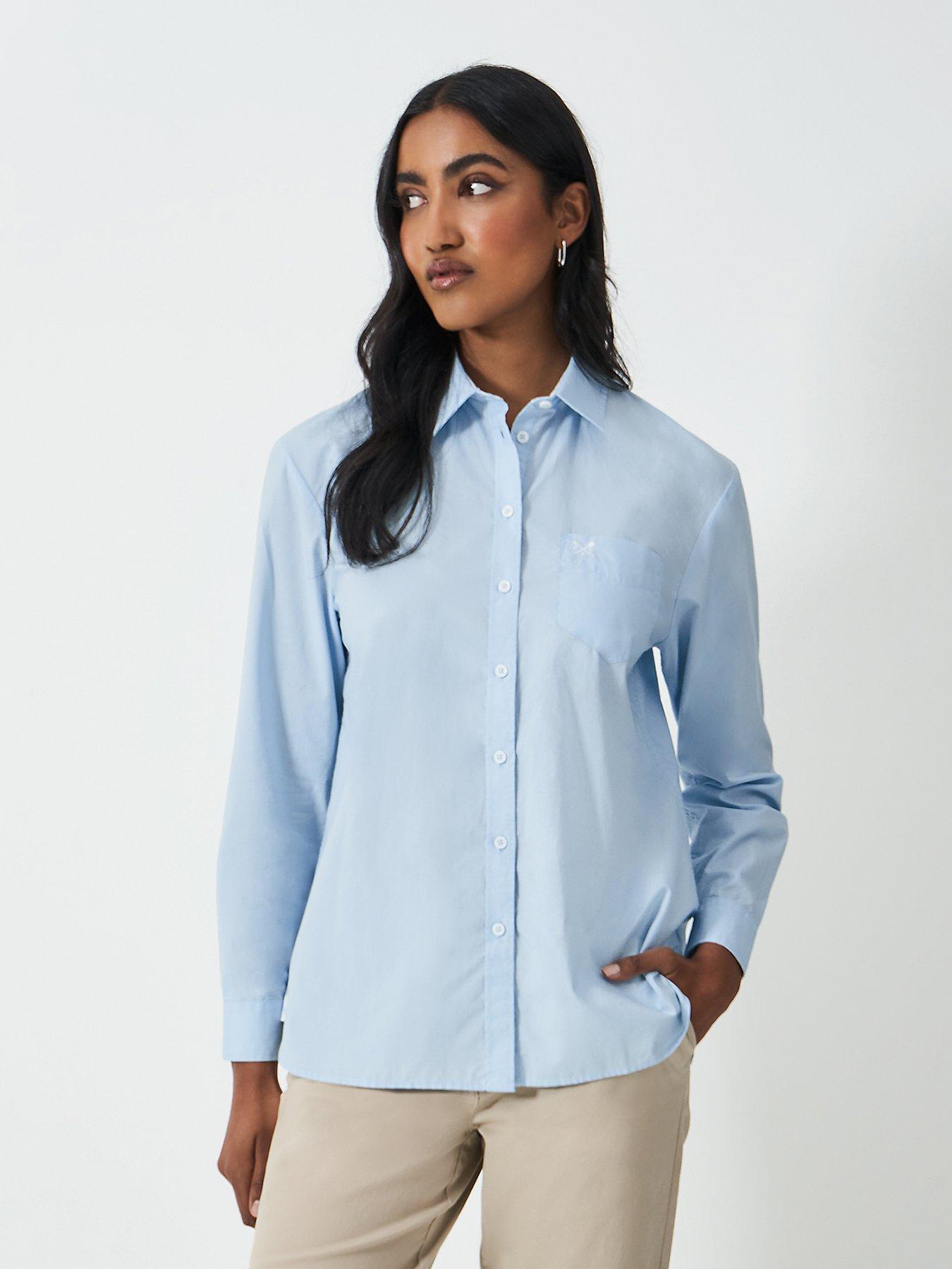  image of crew-clothing-relaxed-poplin-shirt-blue