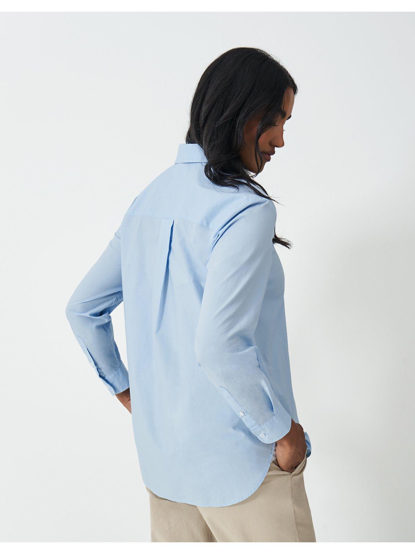  image of crew-clothing-relaxed-poplin-shirt-blue