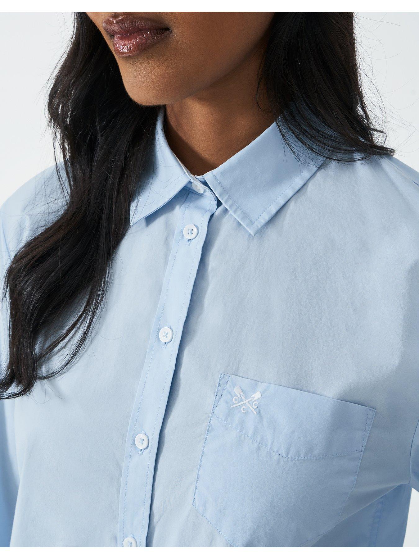  image of crew-clothing-relaxed-poplin-shirt-blue