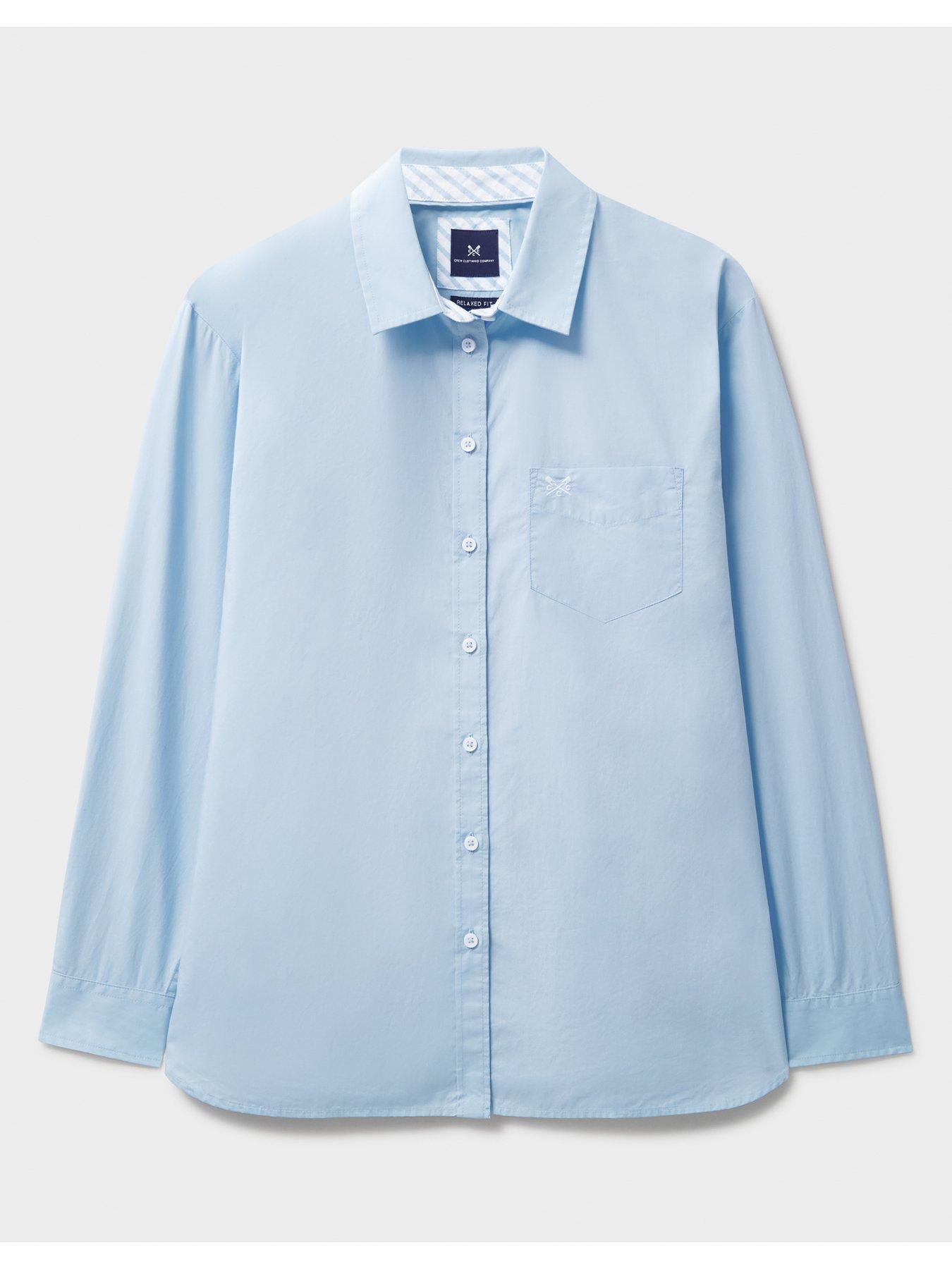  image of crew-clothing-relaxed-poplin-shirt-blue
