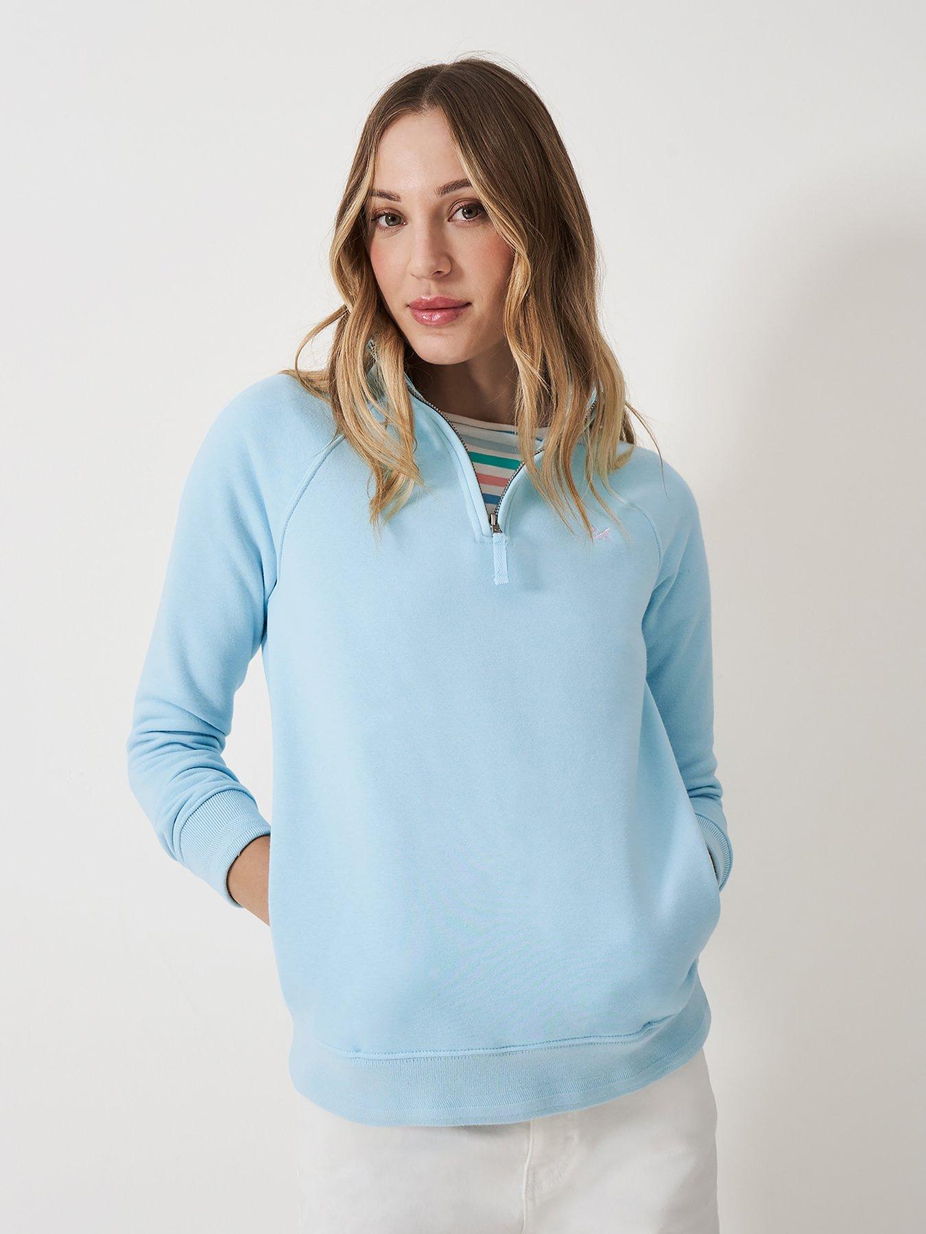  image of crew-clothing-half-zip-sweatshirt-blue