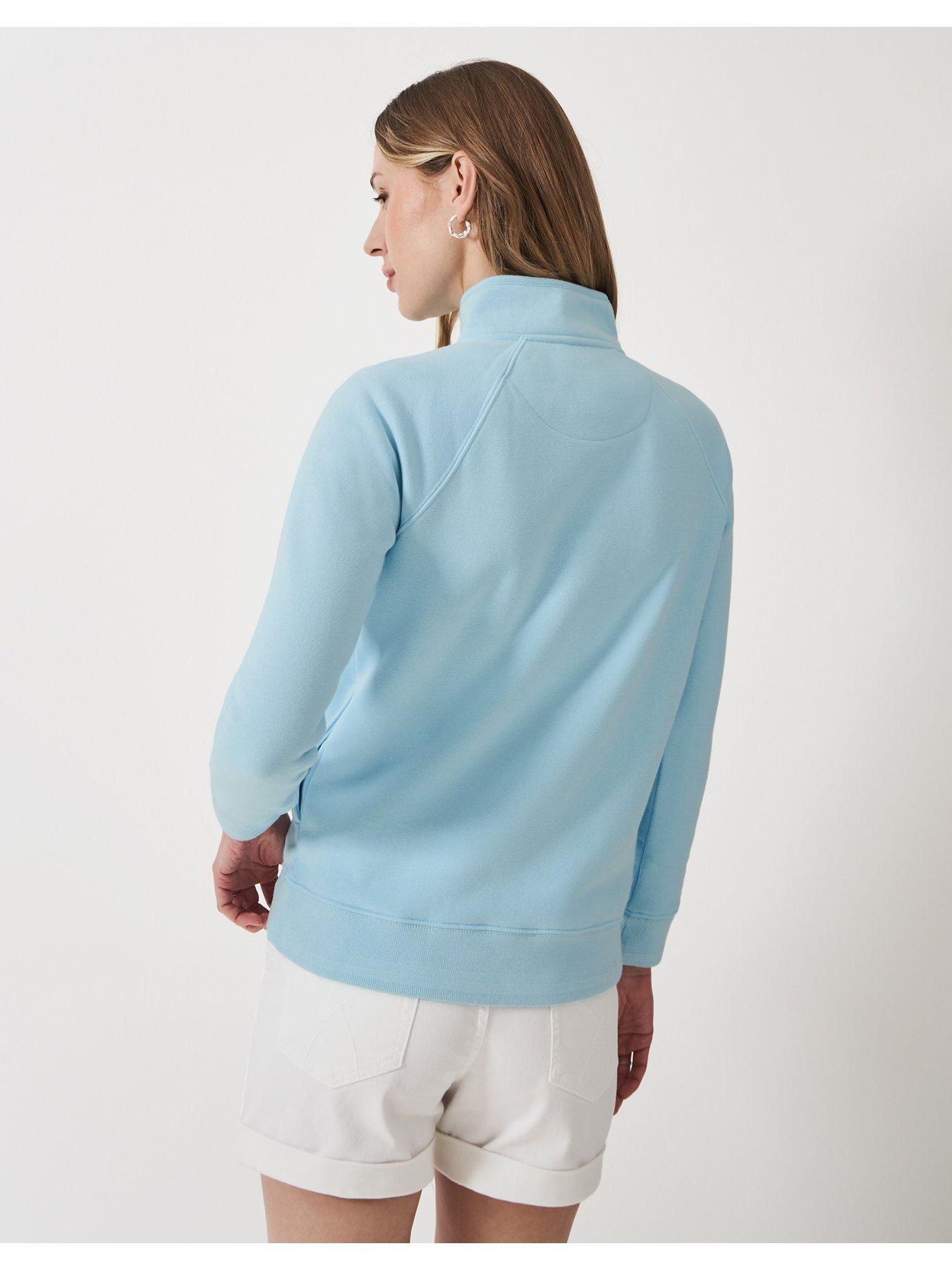  image of crew-clothing-half-zip-sweatshirt-blue