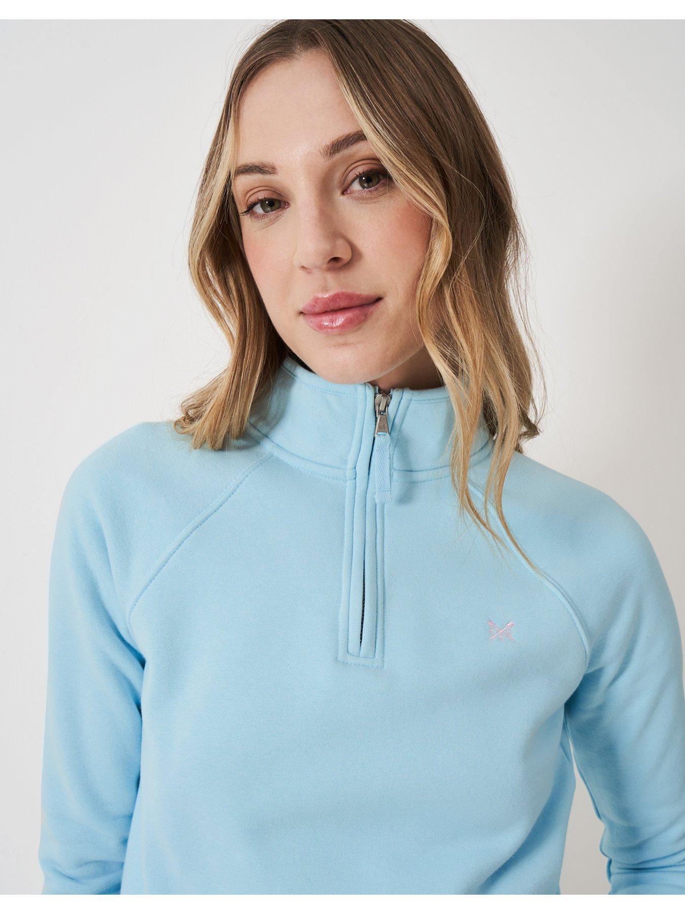  image of crew-clothing-half-zip-sweatshirt-blue