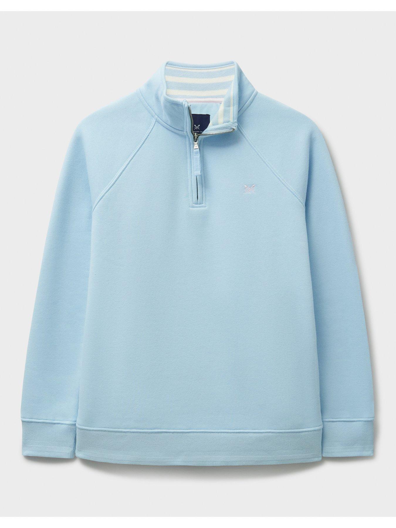  image of crew-clothing-half-zip-sweatshirt-blue