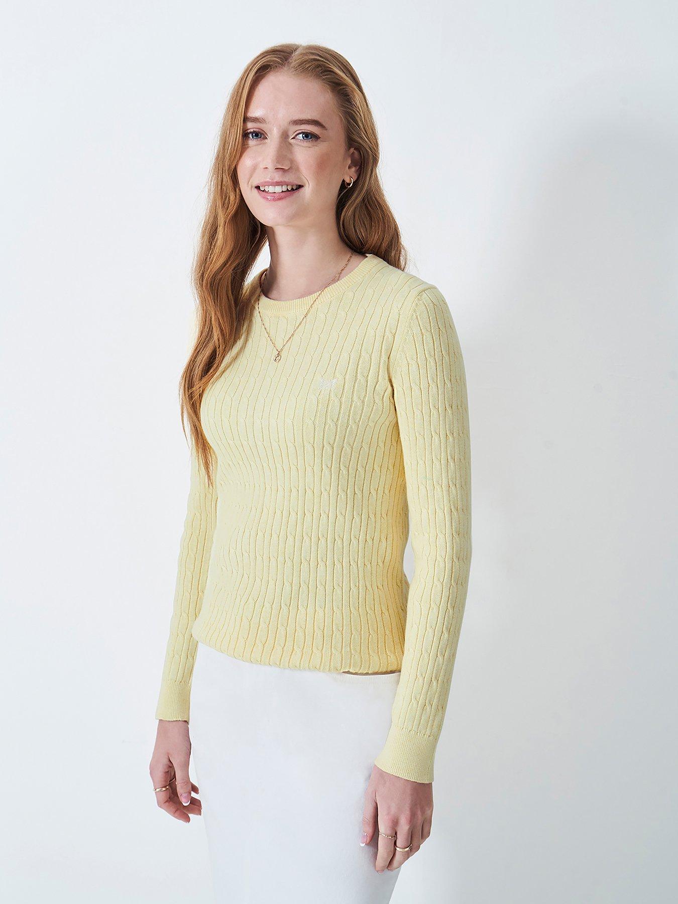 front image of crew-clothing-heritage-cable-neck-jumper-cream