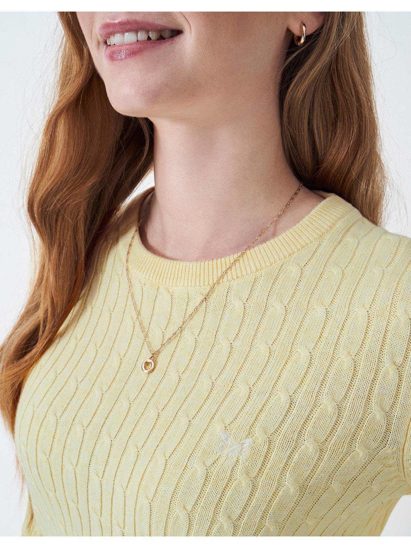  image of crew-clothing-heritage-cable-neck-jumper-cream