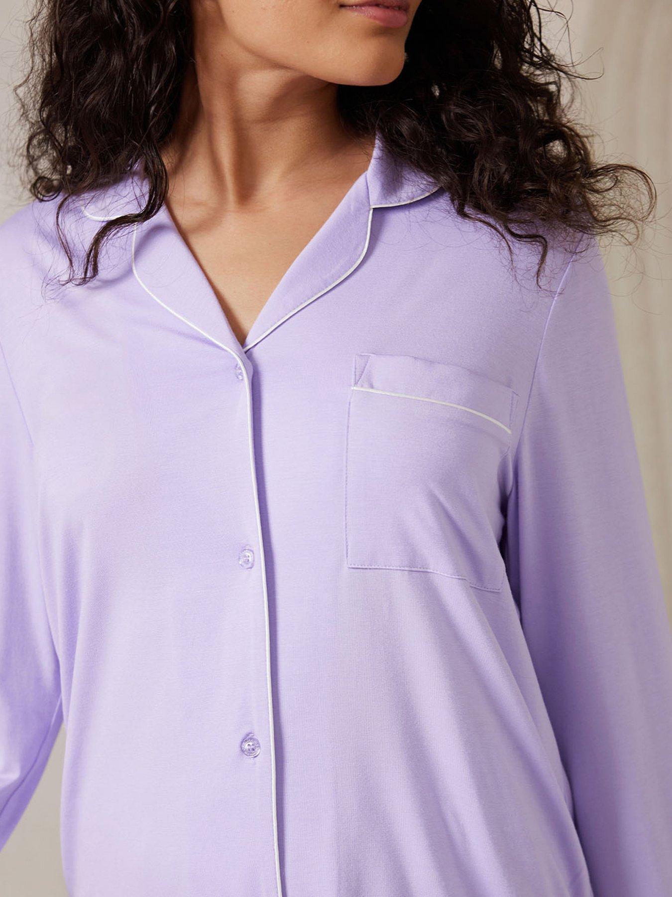 Image 4 of 5 of CHELSEA PEERS Button Up Long Set - Plain Lilac