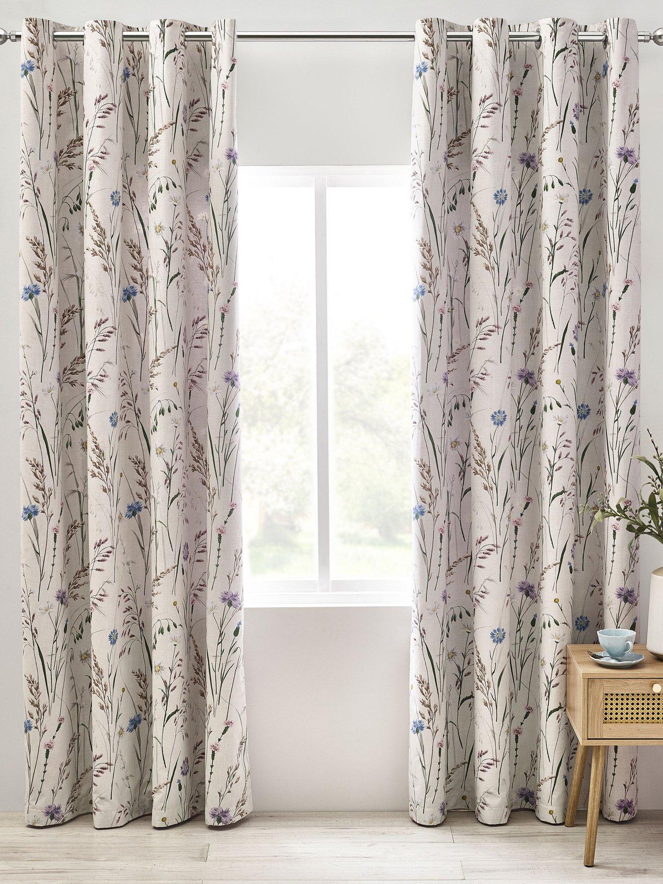  image of catherine-lansfield-grasmere-floral-eyelet-curtains