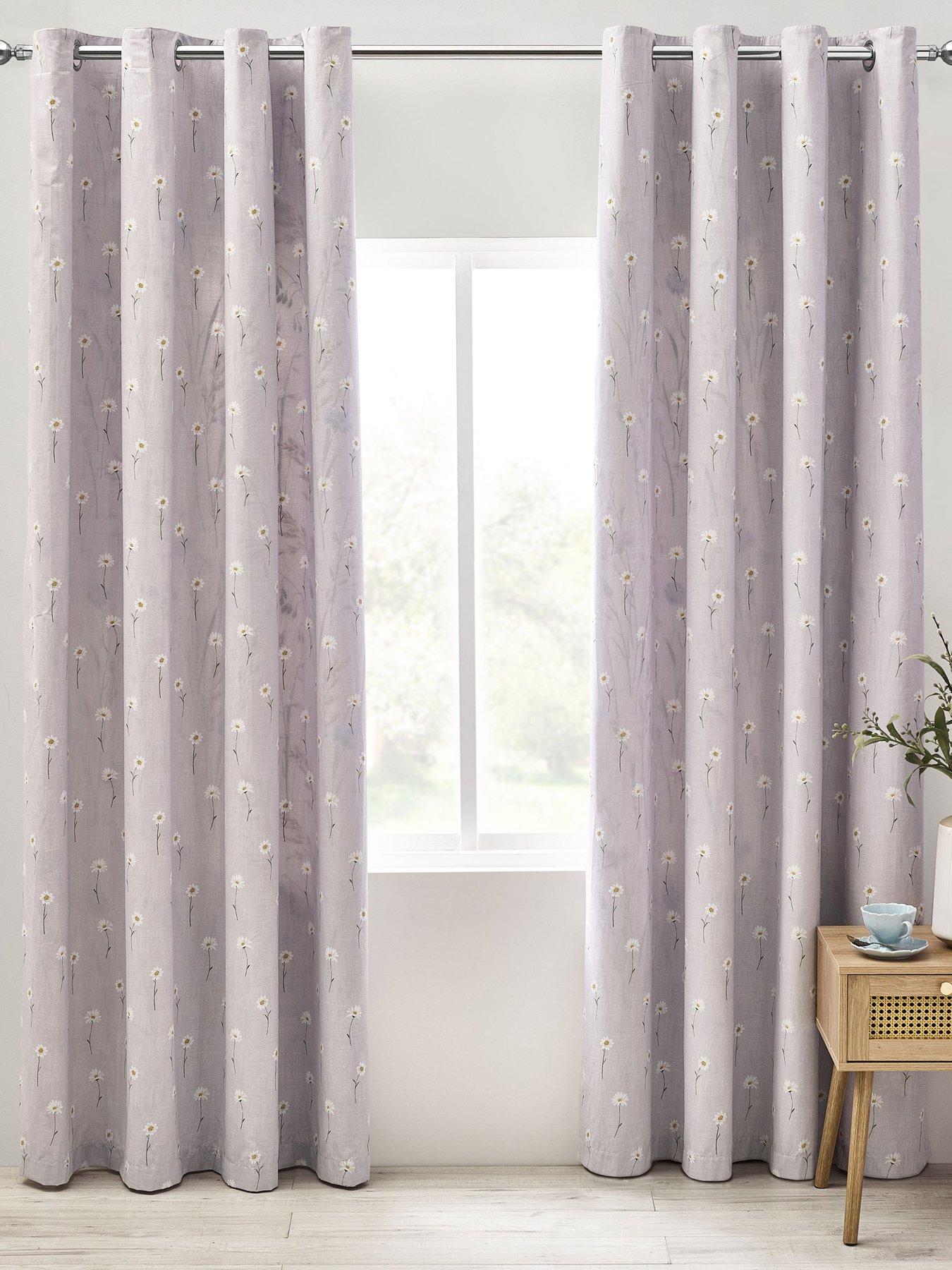  image of catherine-lansfield-grasmere-floral-eyelet-curtains