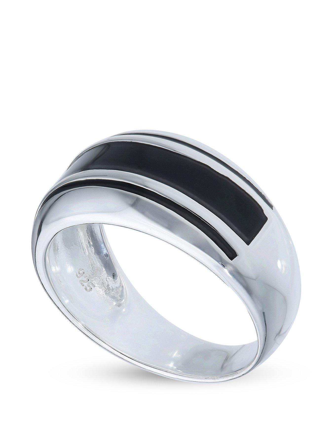 Image 2 of 3 of Gents Sterling Silver Black Detail Band Ring