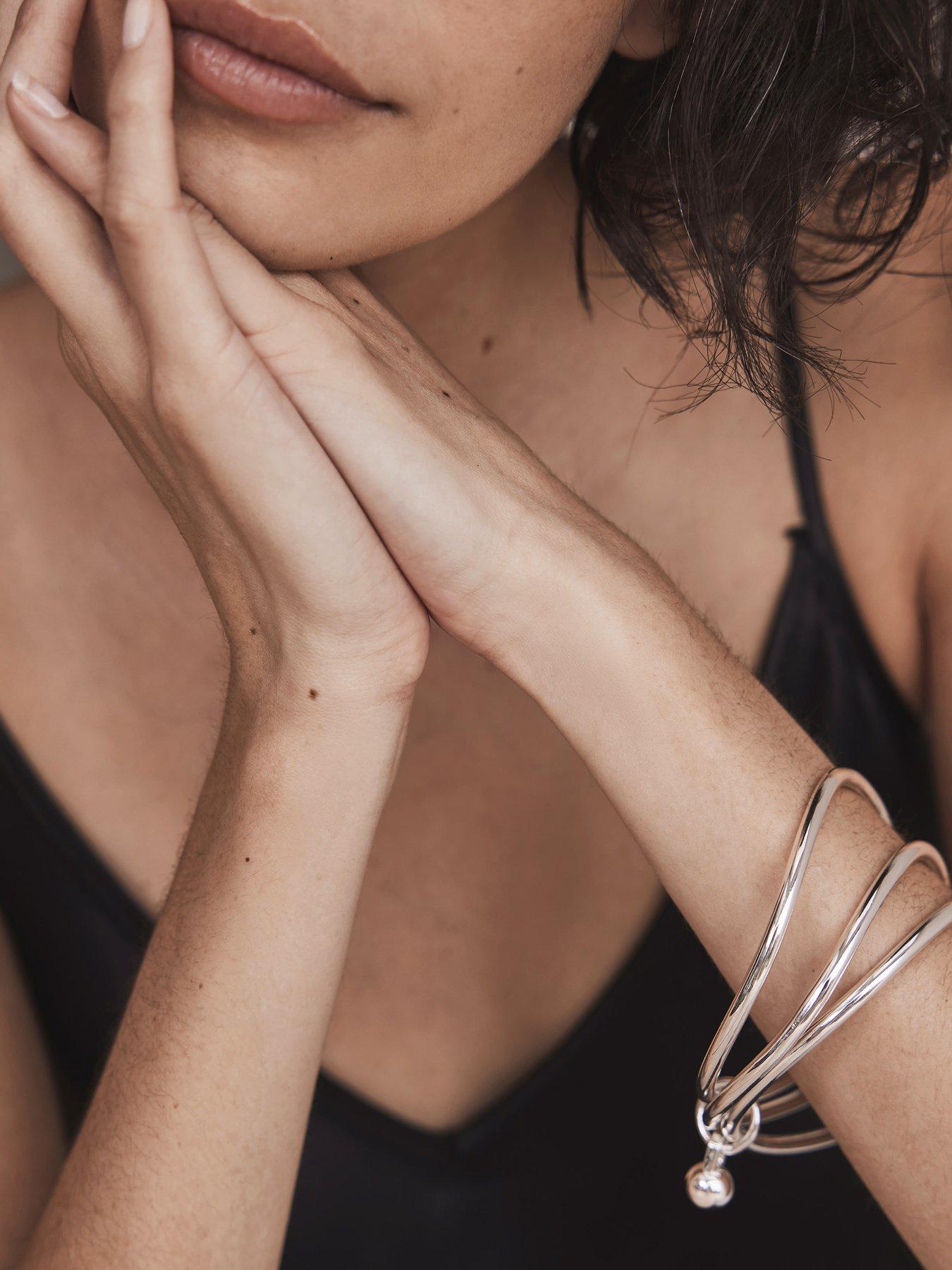  image of mint-velvet-silver-tone-triple-bangle-silver