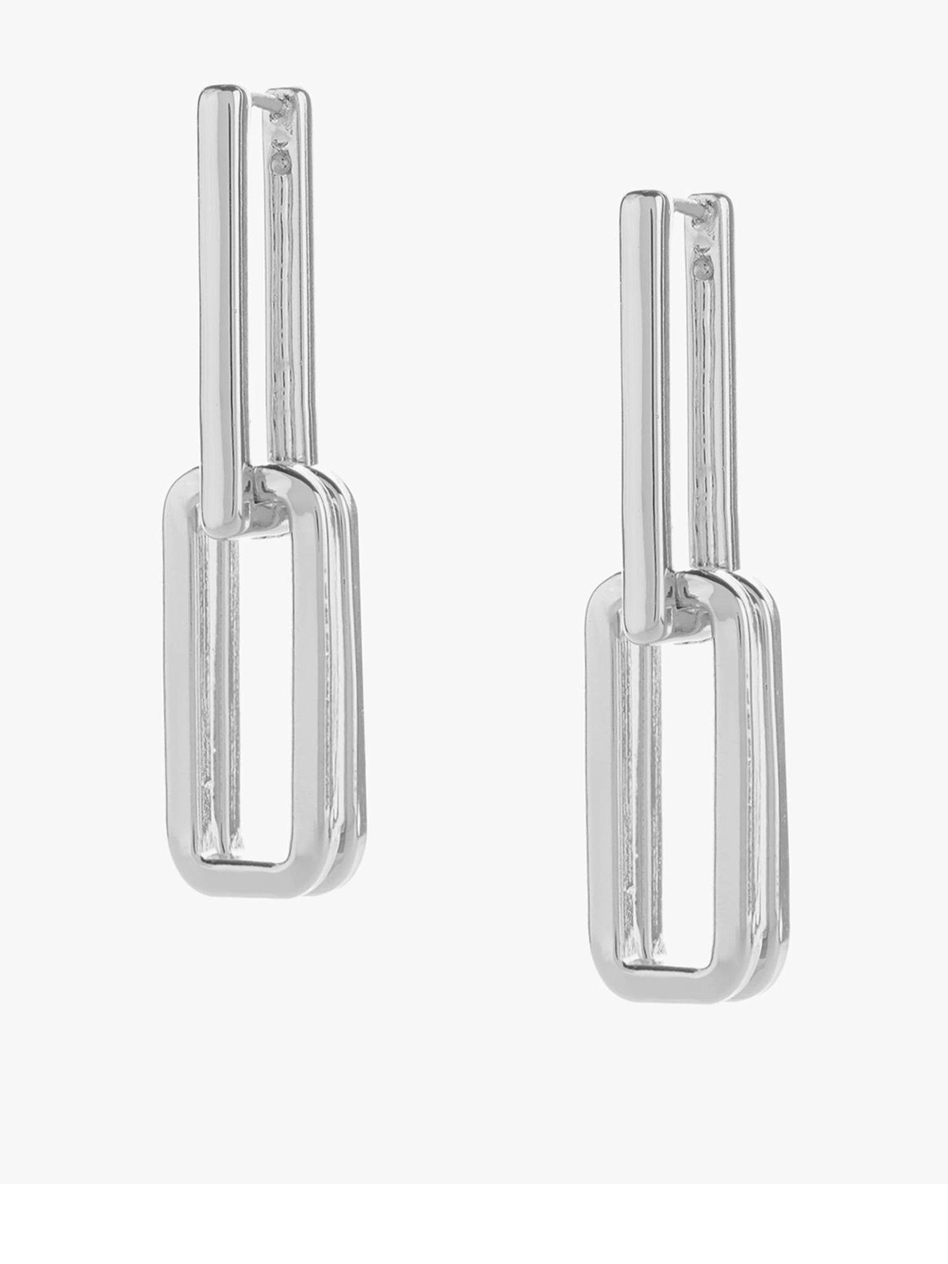 Image 1 of 4 of Mint Velvet Silver Tone Link Earrings - Silver