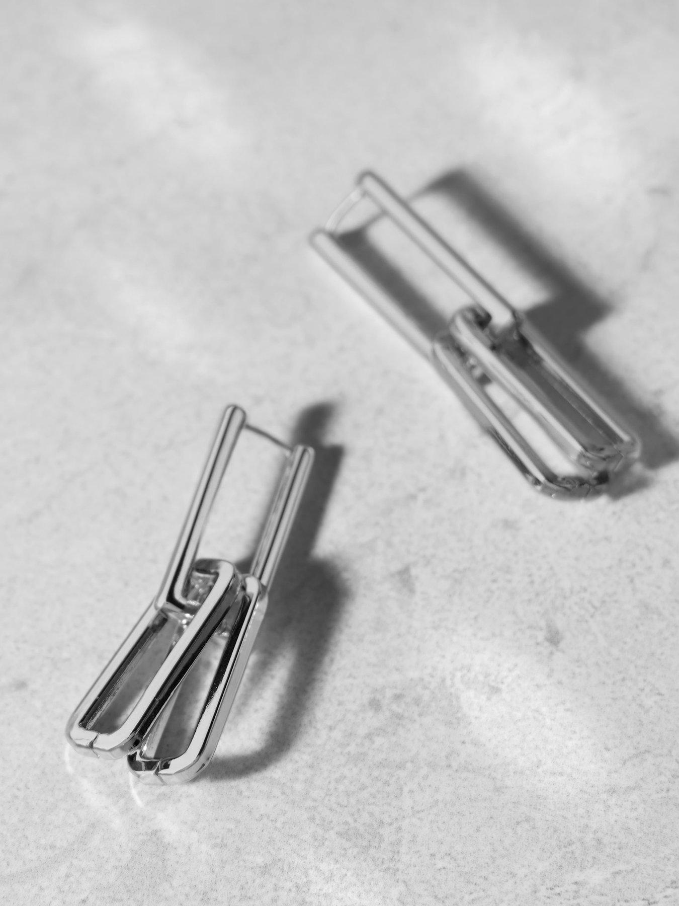 Image 3 of 4 of Mint Velvet Silver Tone Link Earrings - Silver