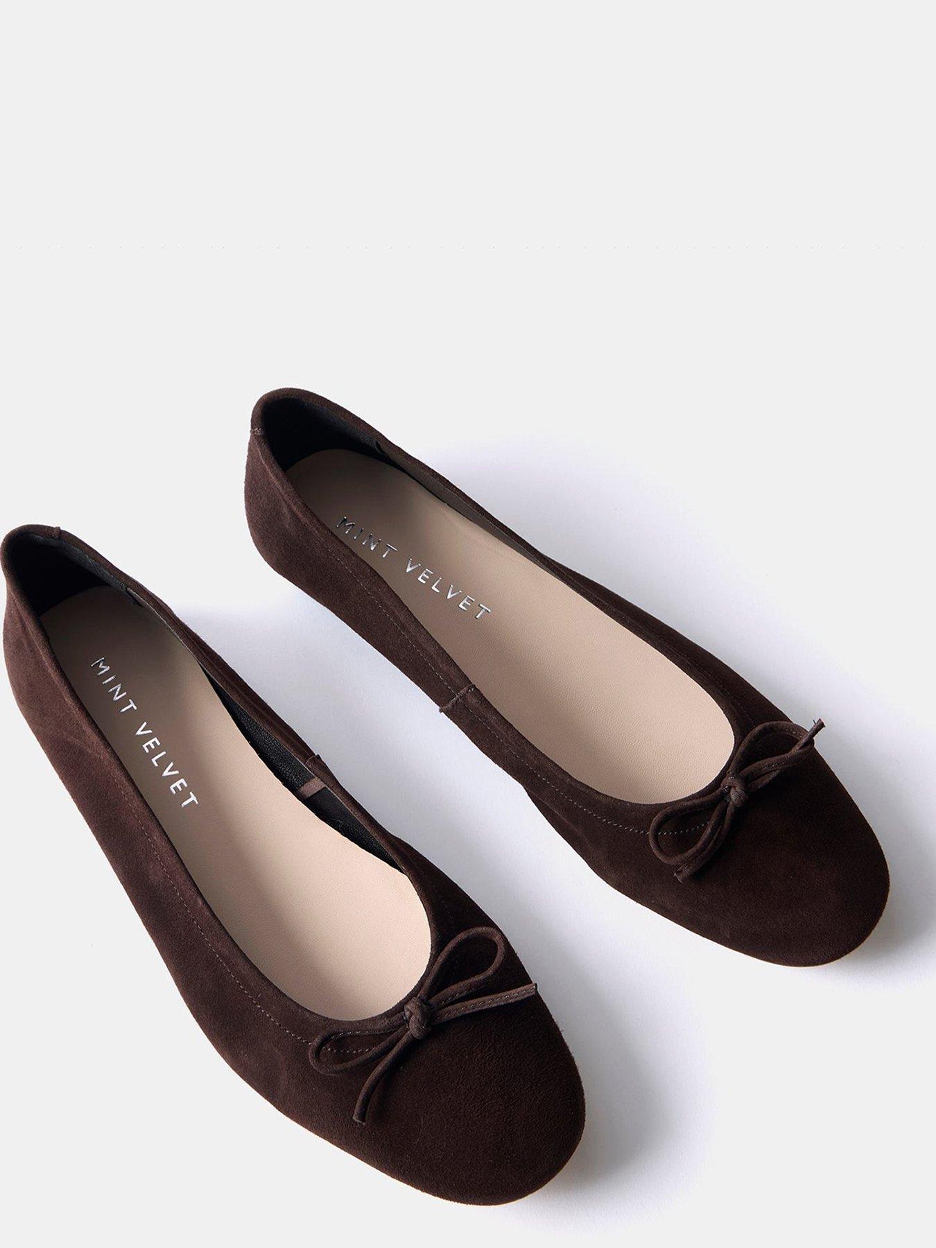 image of mint-velvet-carla-suede-ballet-flat-brown